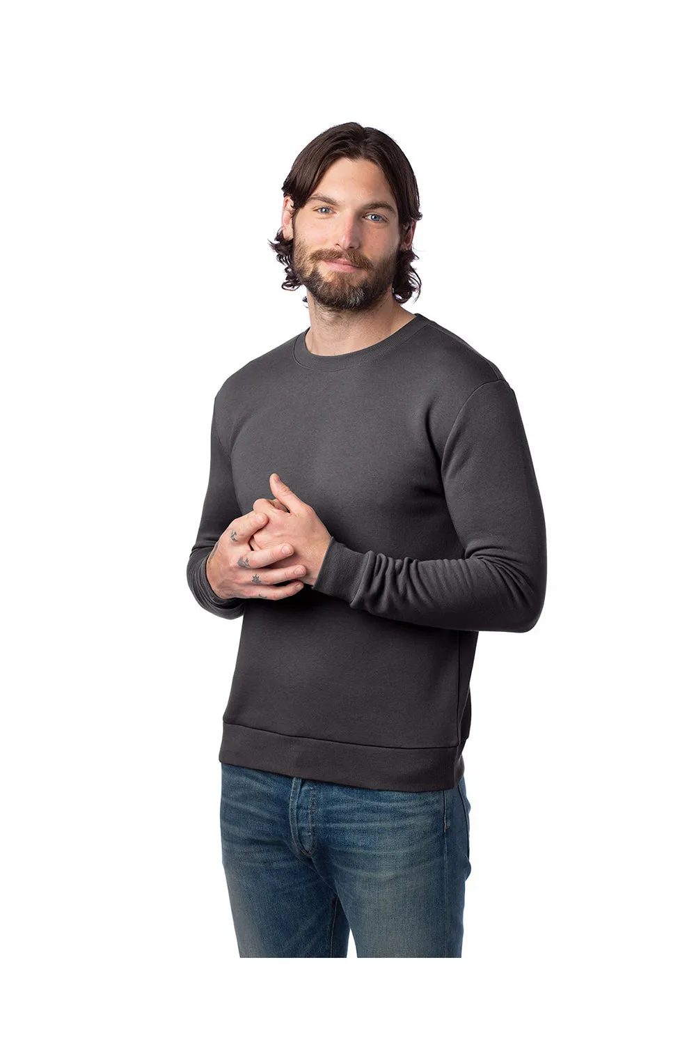 Alternative Mens Eco Cozy Fleece Crewneck Sweatshirt - Heather Dark Grey