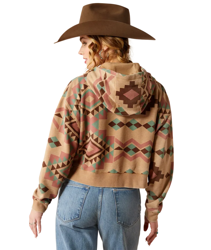 Ariat Women's Spark Geo Print Sunset Crop Hoodie