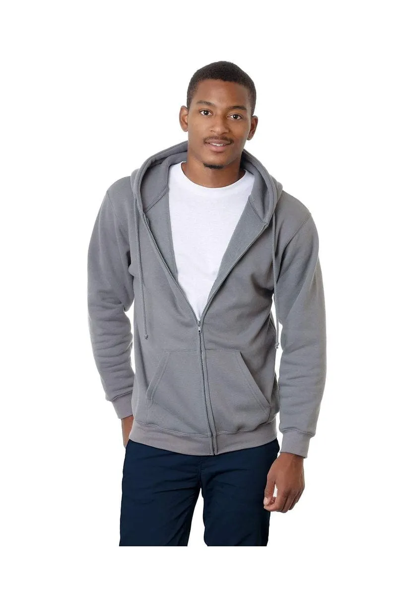 Bayside BA900: Adult  9.5oz., 80% cotton/20% polyester Full-Zip Hooded Sweatshirt