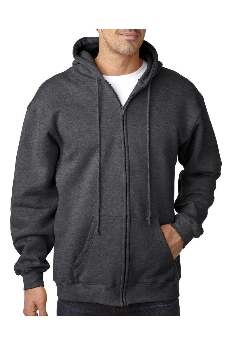 Bayside BA900: Adult  9.5oz., 80% cotton/20% polyester Full-Zip Hooded Sweatshirt