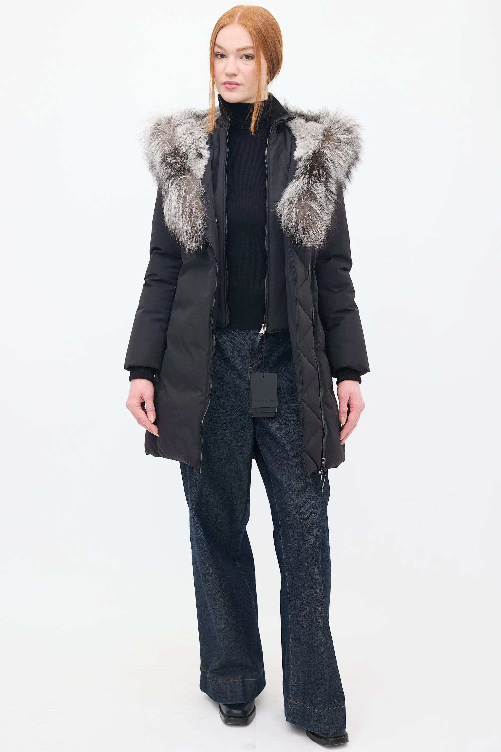 Black Down & Fur Hood Teena Parka