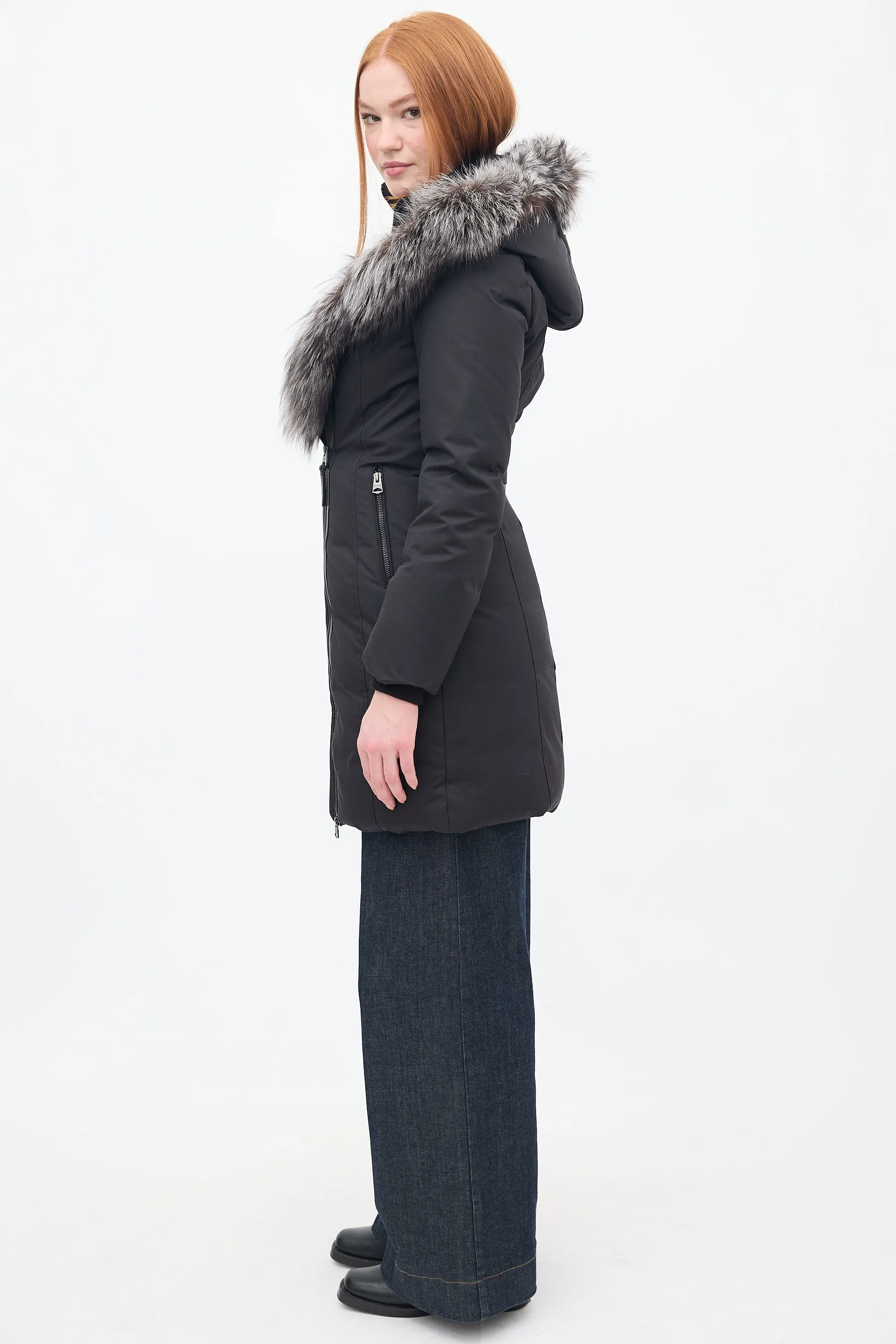 Black Down & Fur Hood Teena Parka