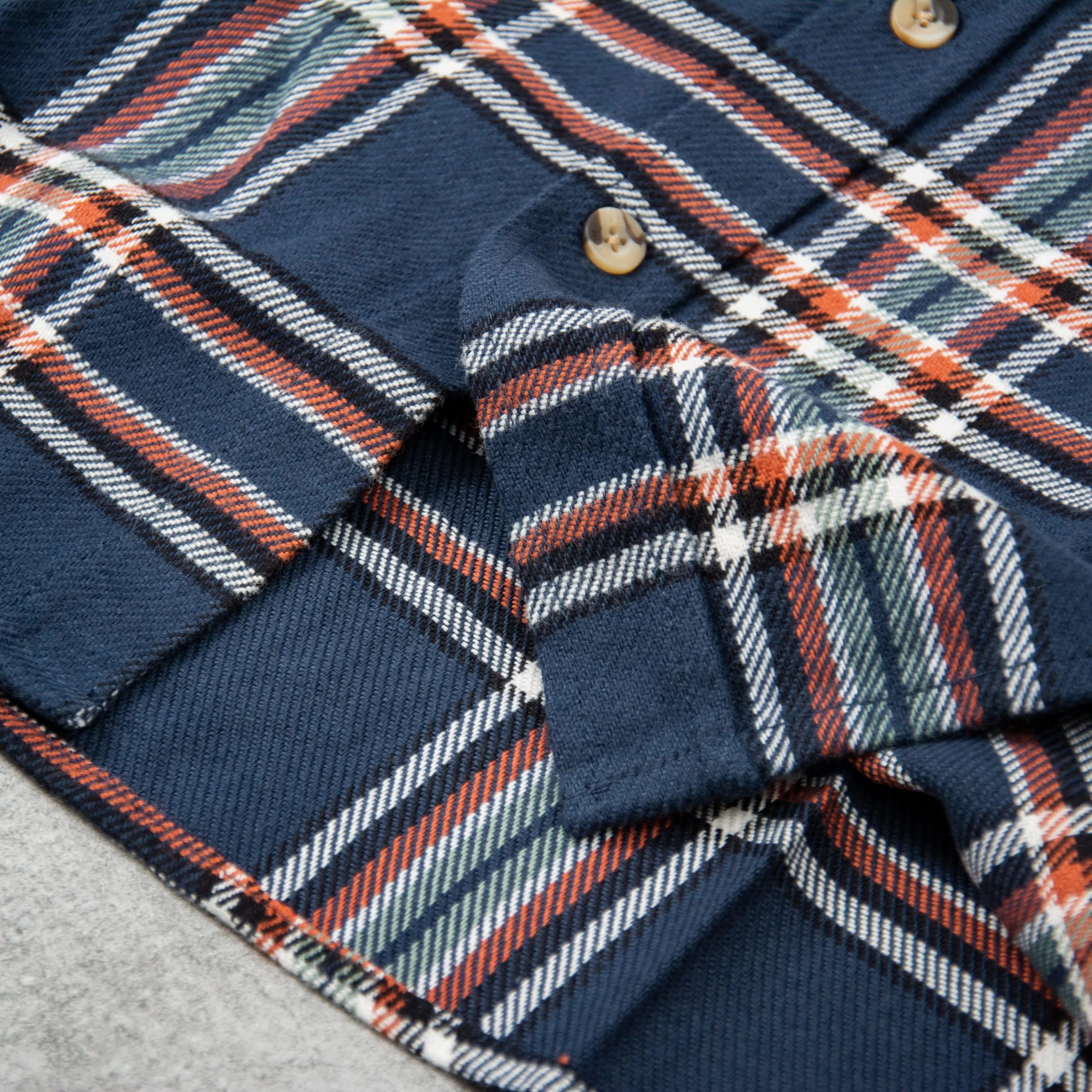 Brixton Bowery L/S Flannel Shirt - Navy / White / Terracotta