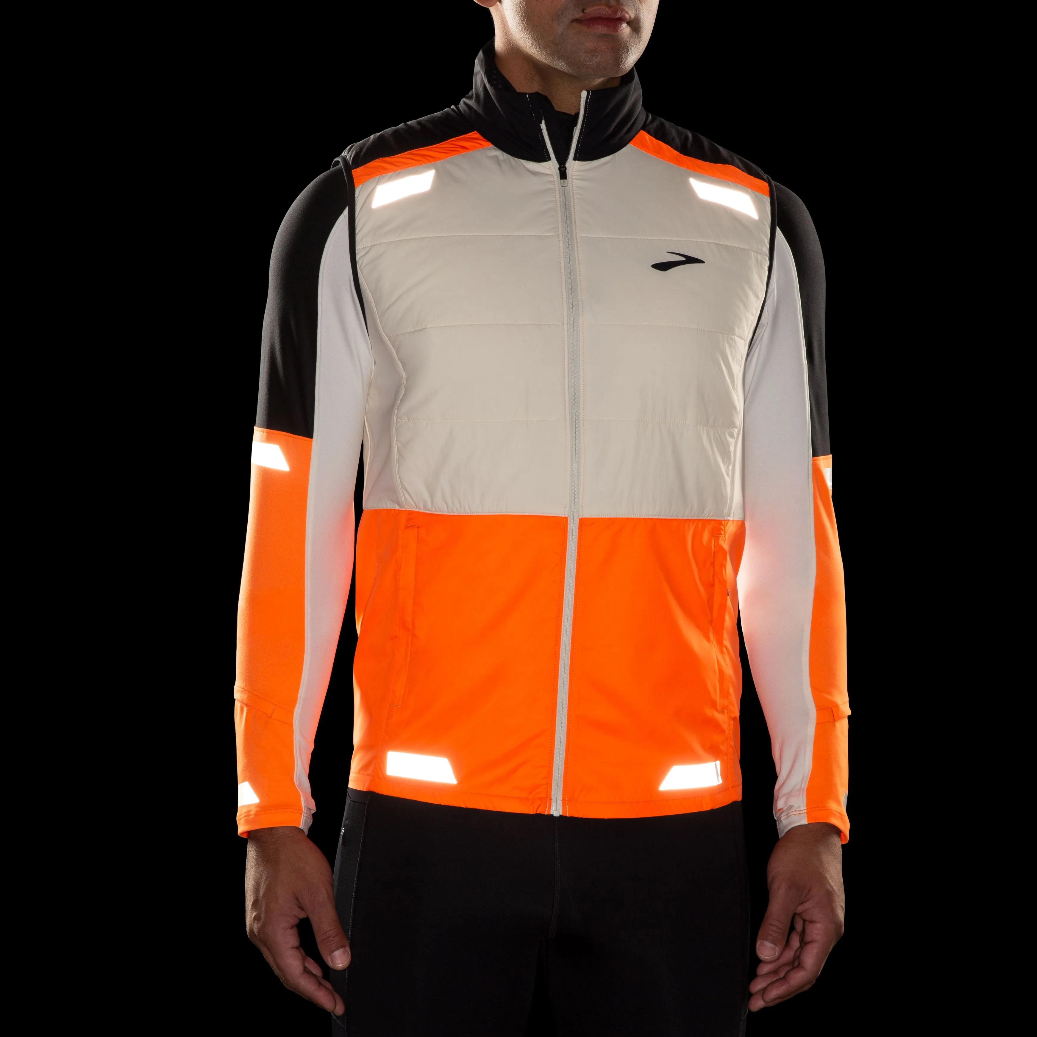 Brooks | Run Visible Insulated Vest 2.0 | Men's | Ecru/Fluoro Flash/Black