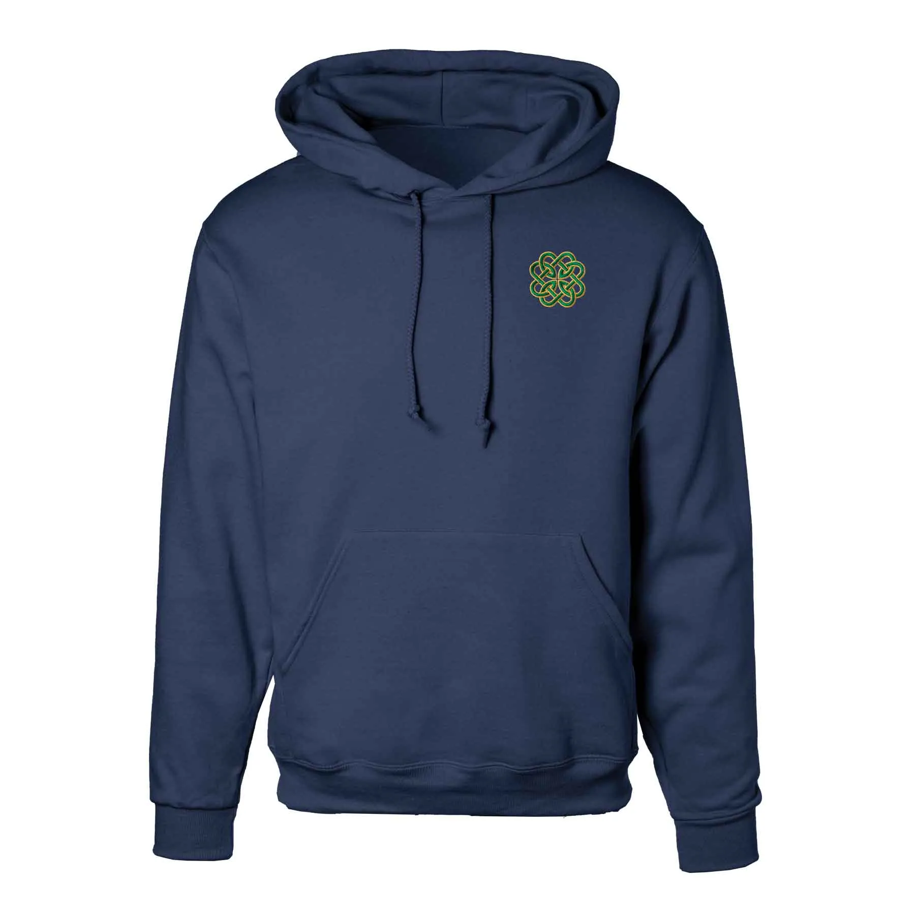 Celtic Clover Knot Embroidered Personalized Hoodie- Navy