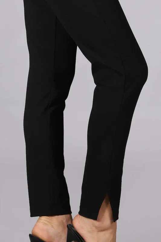 Chatoyant Cropped/capri pants with side slit opening detail & back pockets- Black