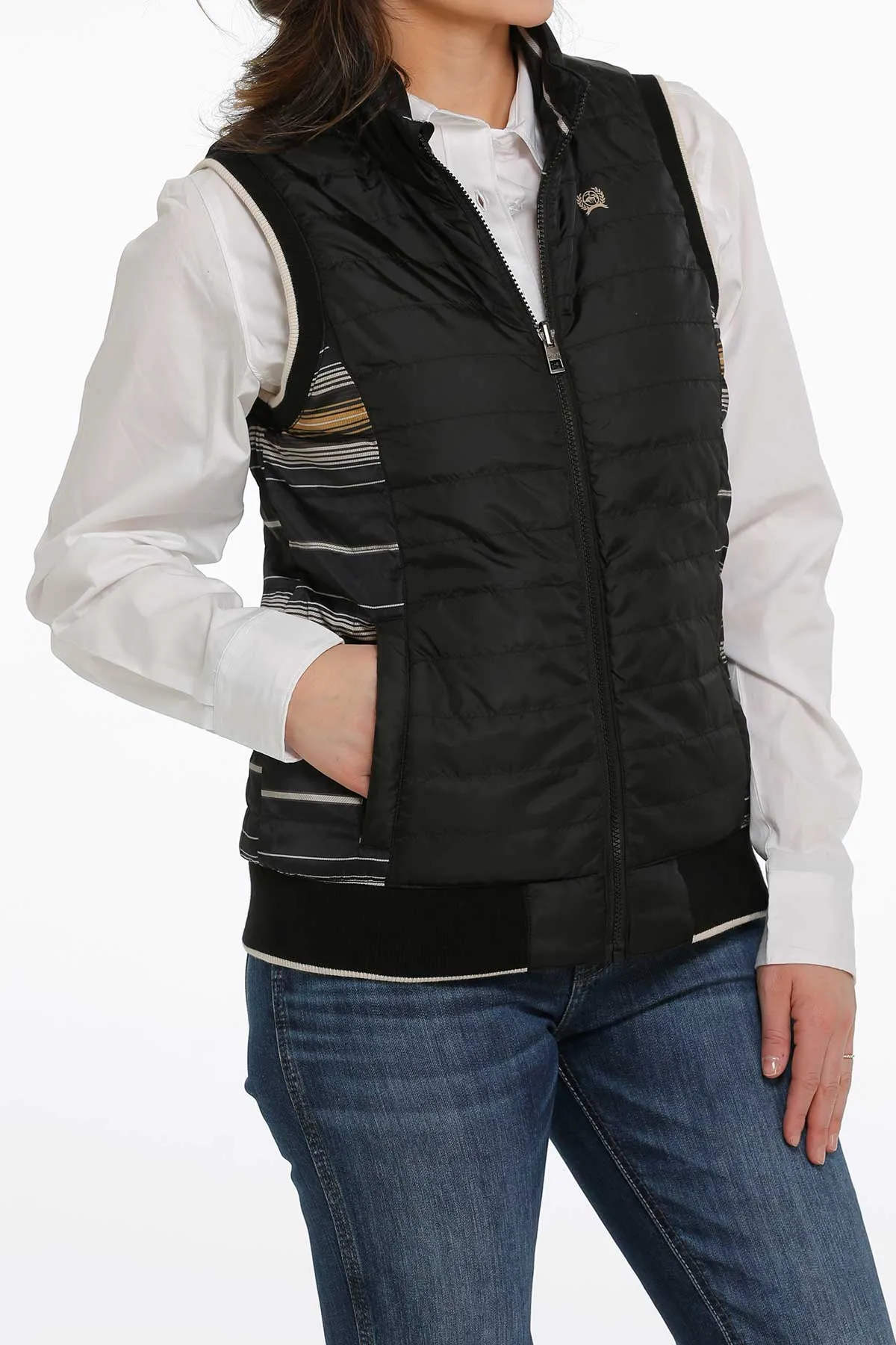 Cinch Women's Black Quilted Reversible Vest