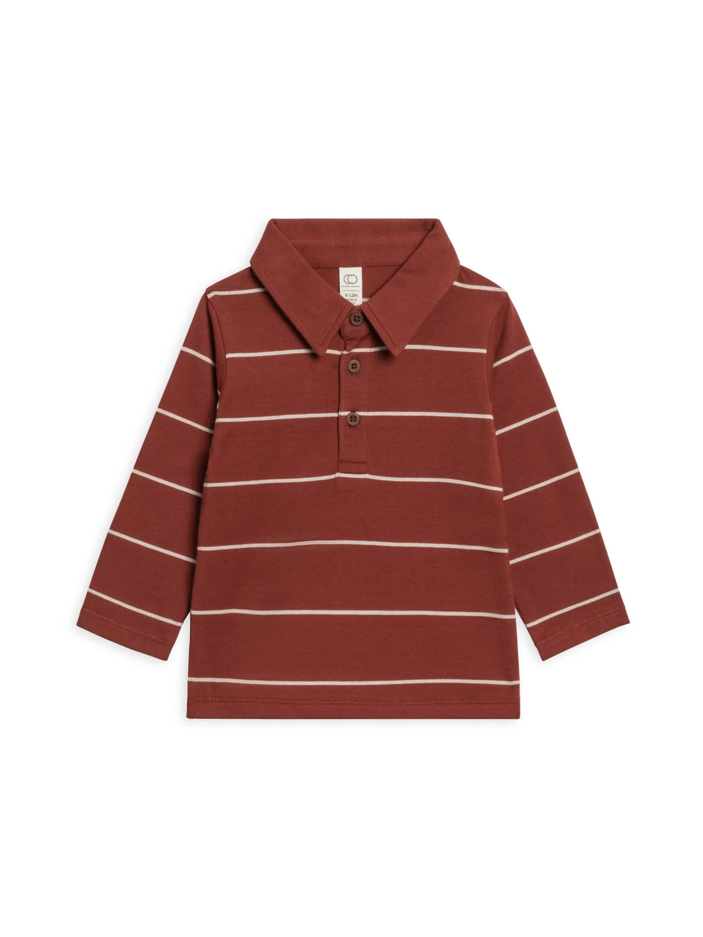 Doyle Long Sleeve Collared Top - Garnet Stripe