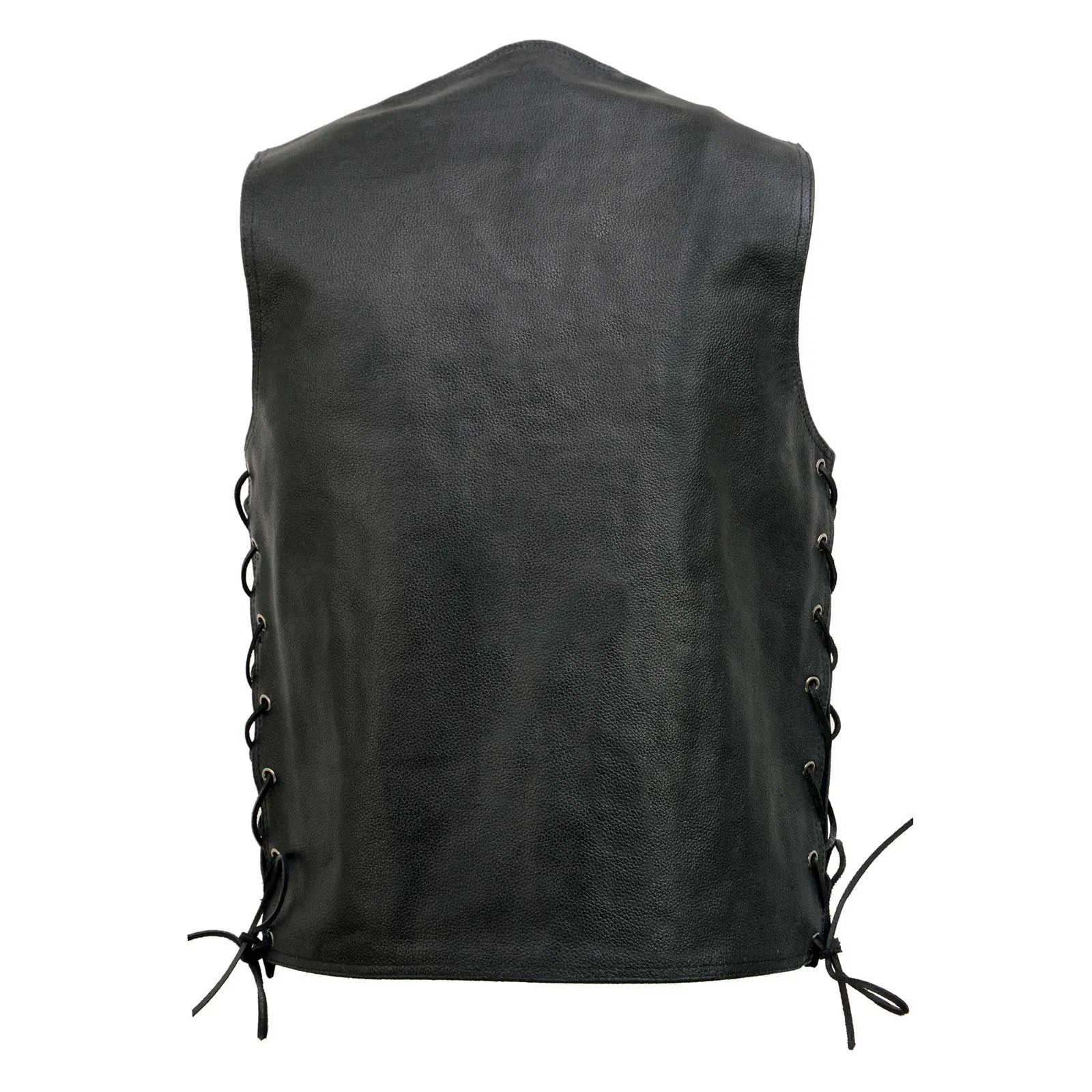 Event Leather EL5360 Black Motorcycle Leather Vest with Denim Style