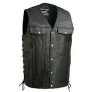 Event Leather EL5360TALL Black Motorcycle Leather Vest Tall Sizes with