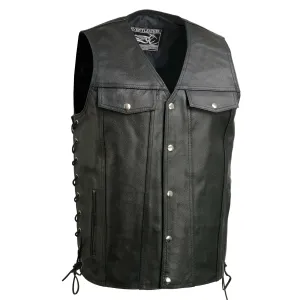 Event Leather EL5360TALL Black Motorcycle Leather Vest Tall Sizes with