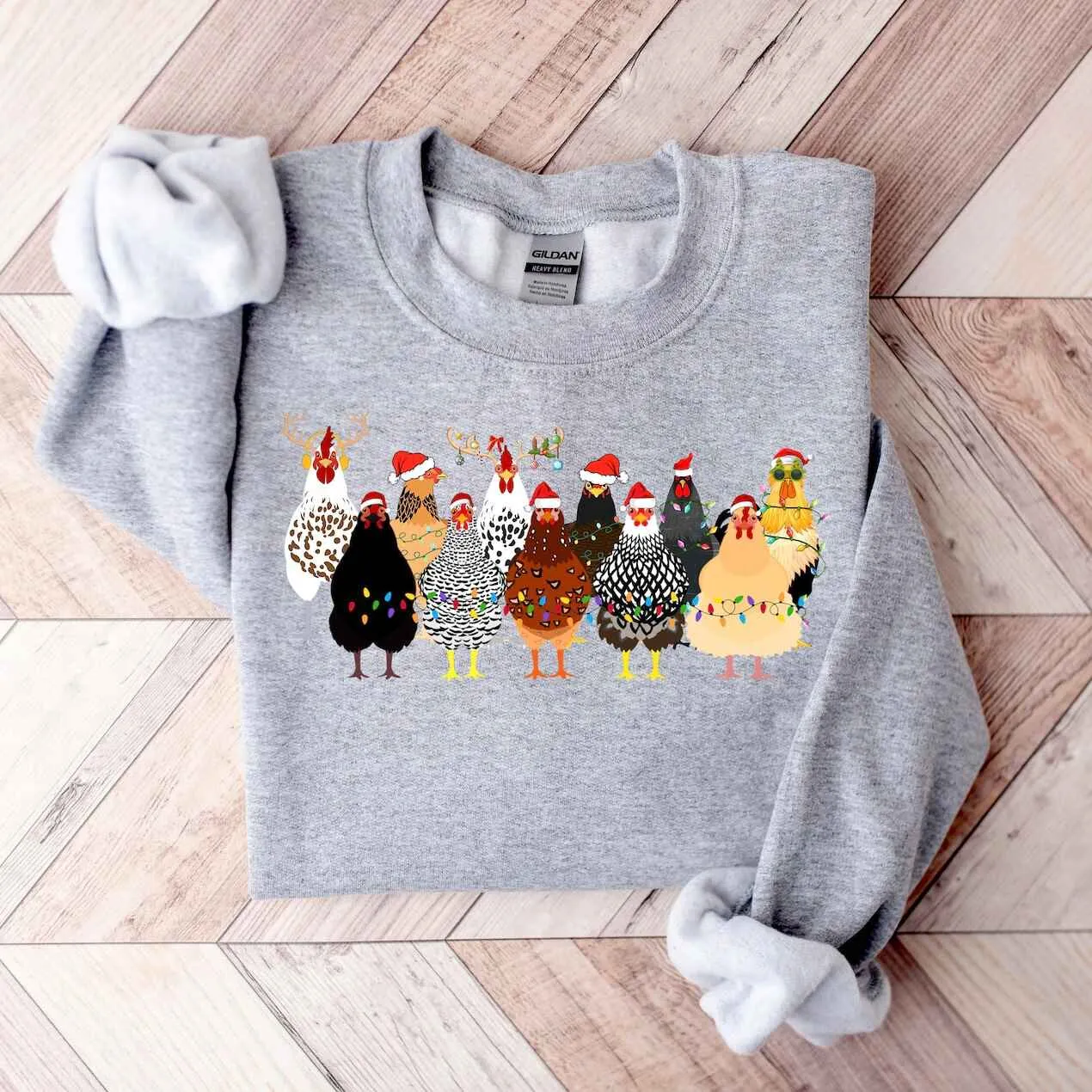 Festive Christmas Chicken Sweatshirt – Holiday Hen Design