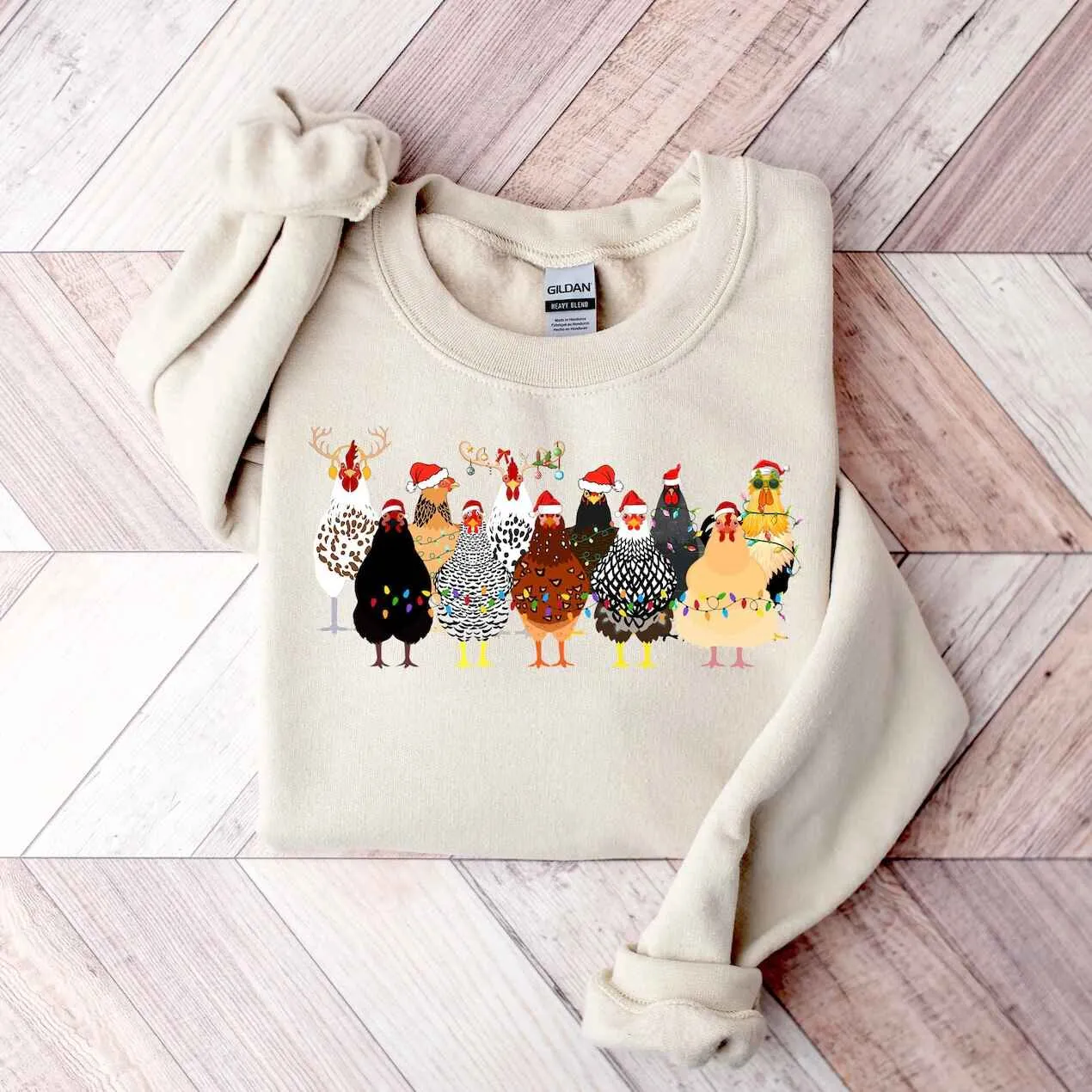 Festive Christmas Chicken Sweatshirt – Holiday Hen Design