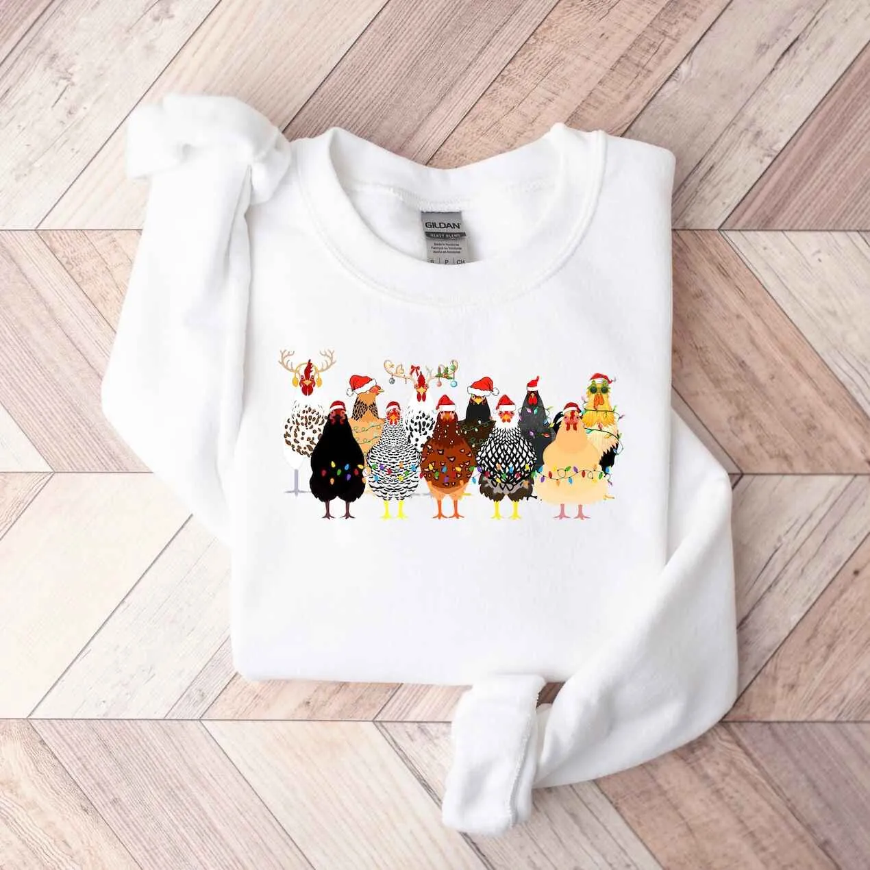 Festive Christmas Chicken Sweatshirt – Holiday Hen Design