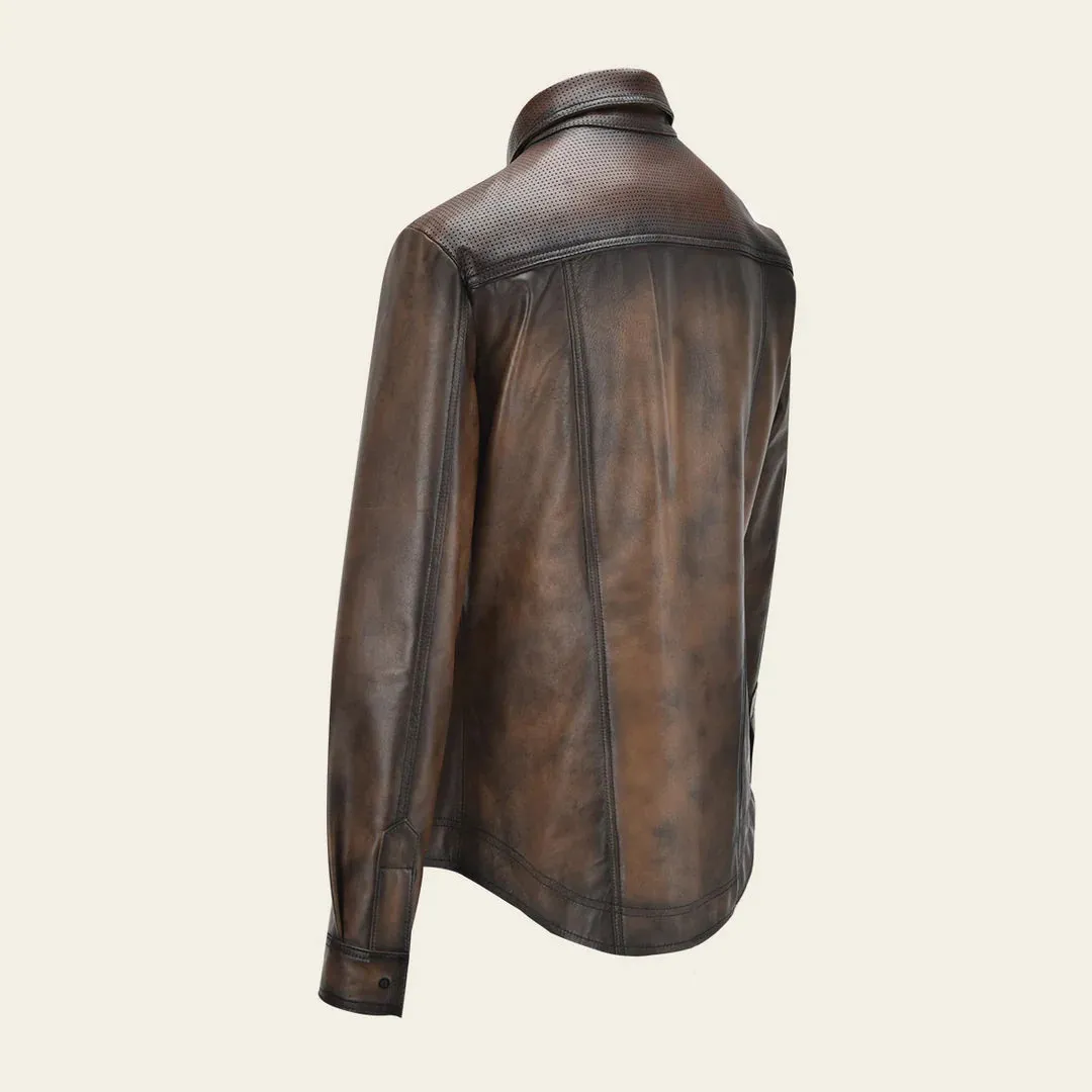 H352COC - Cuadra chocolate casual fashion lambskin blouson shirt for men