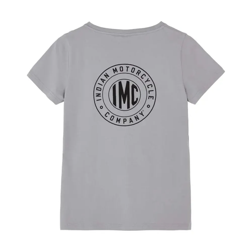 Indian Motorcycle  Womens Circle IMC T-Shirt Tee Soft Lightweight Comfy Grey