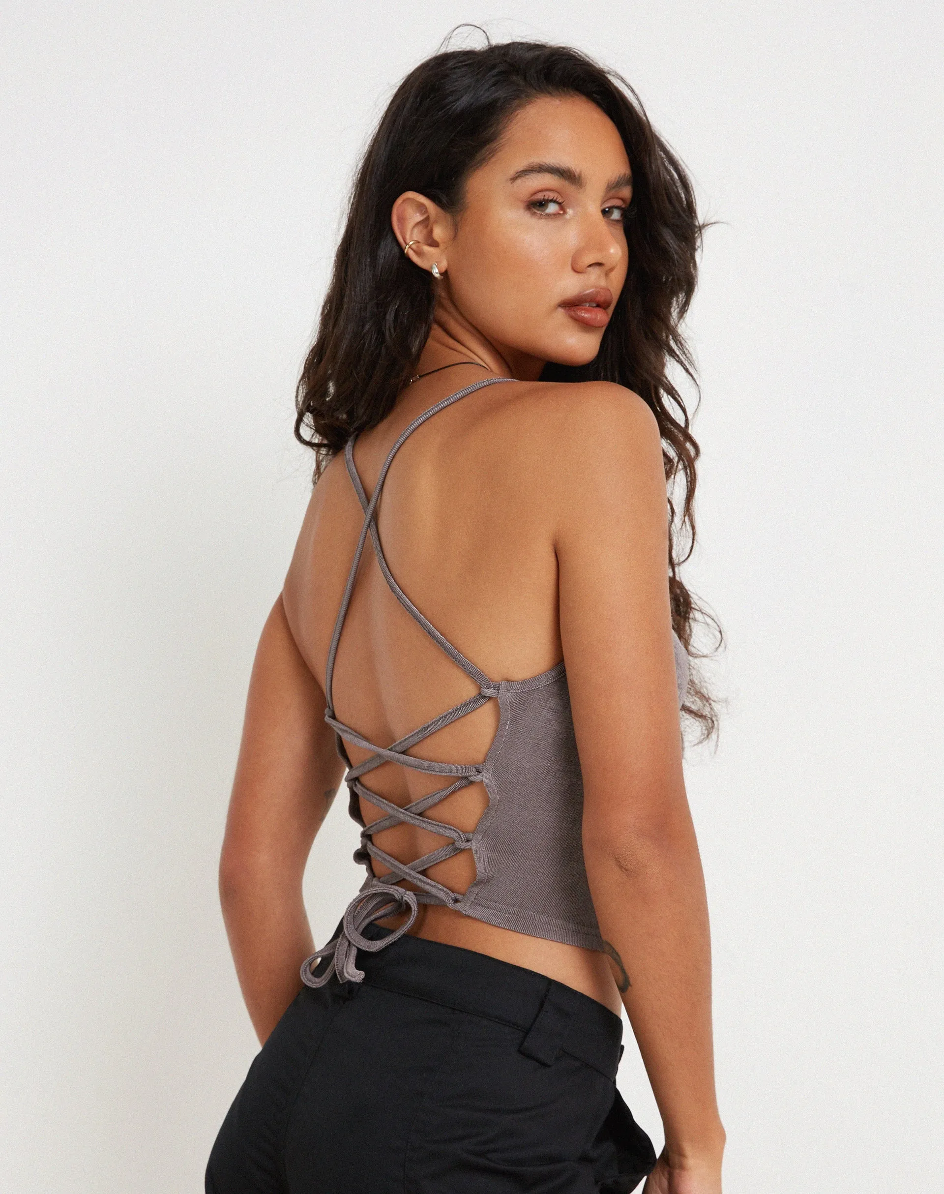 Kaori Vest Top in Charcoal