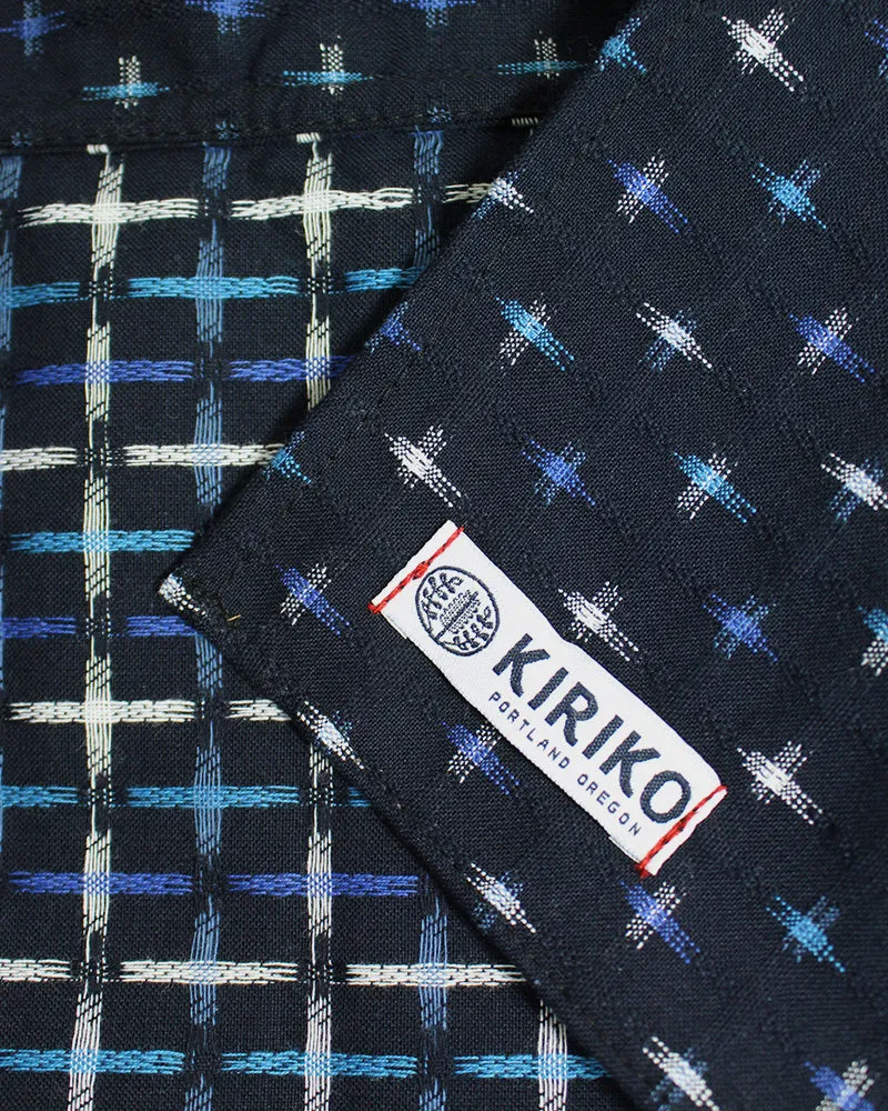 Kiriko Original Scarf, Double Split, White, Indigo and Light Blue, Jyuji