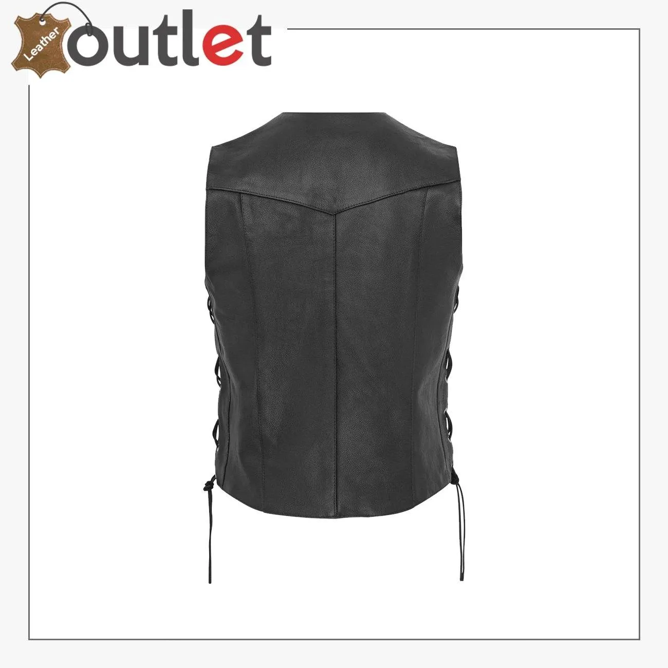 Lace Up Motorcycle Leather Waistcoat