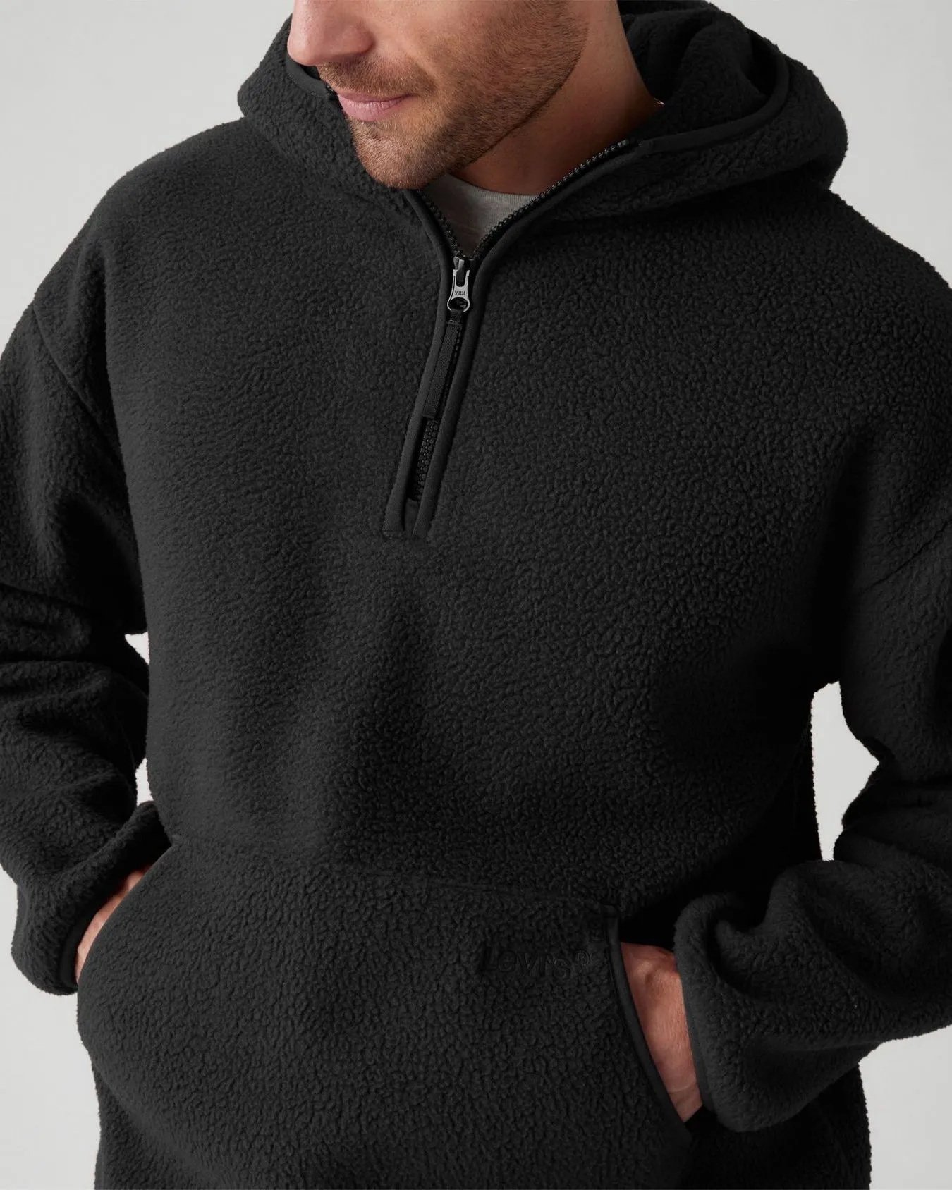 Levi's® Hooded Sherpa Pullover - Jet Black