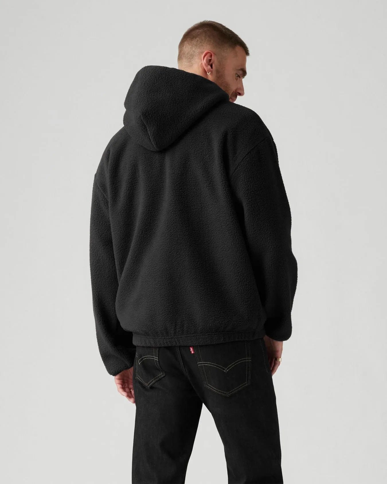 Levi's® Hooded Sherpa Pullover - Jet Black