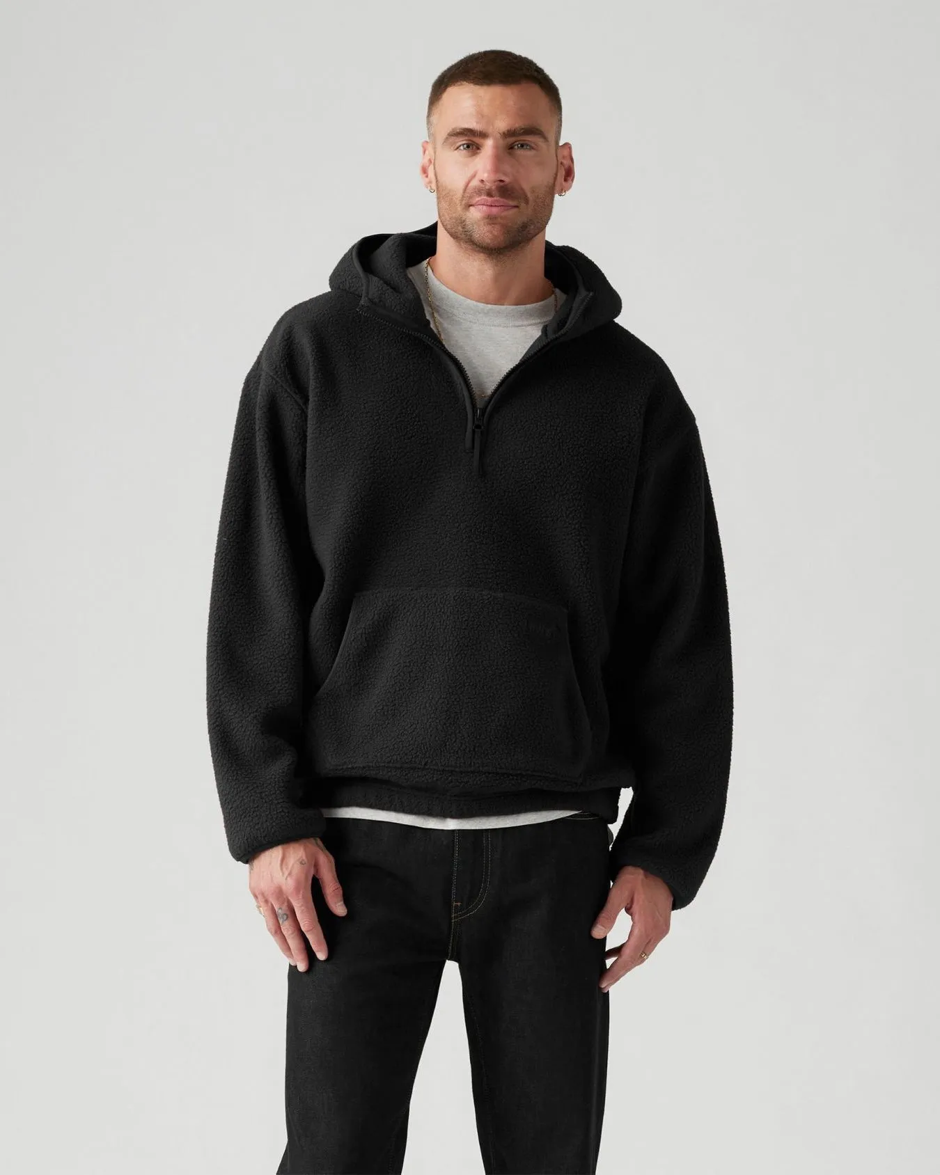 Levi's® Hooded Sherpa Pullover - Jet Black