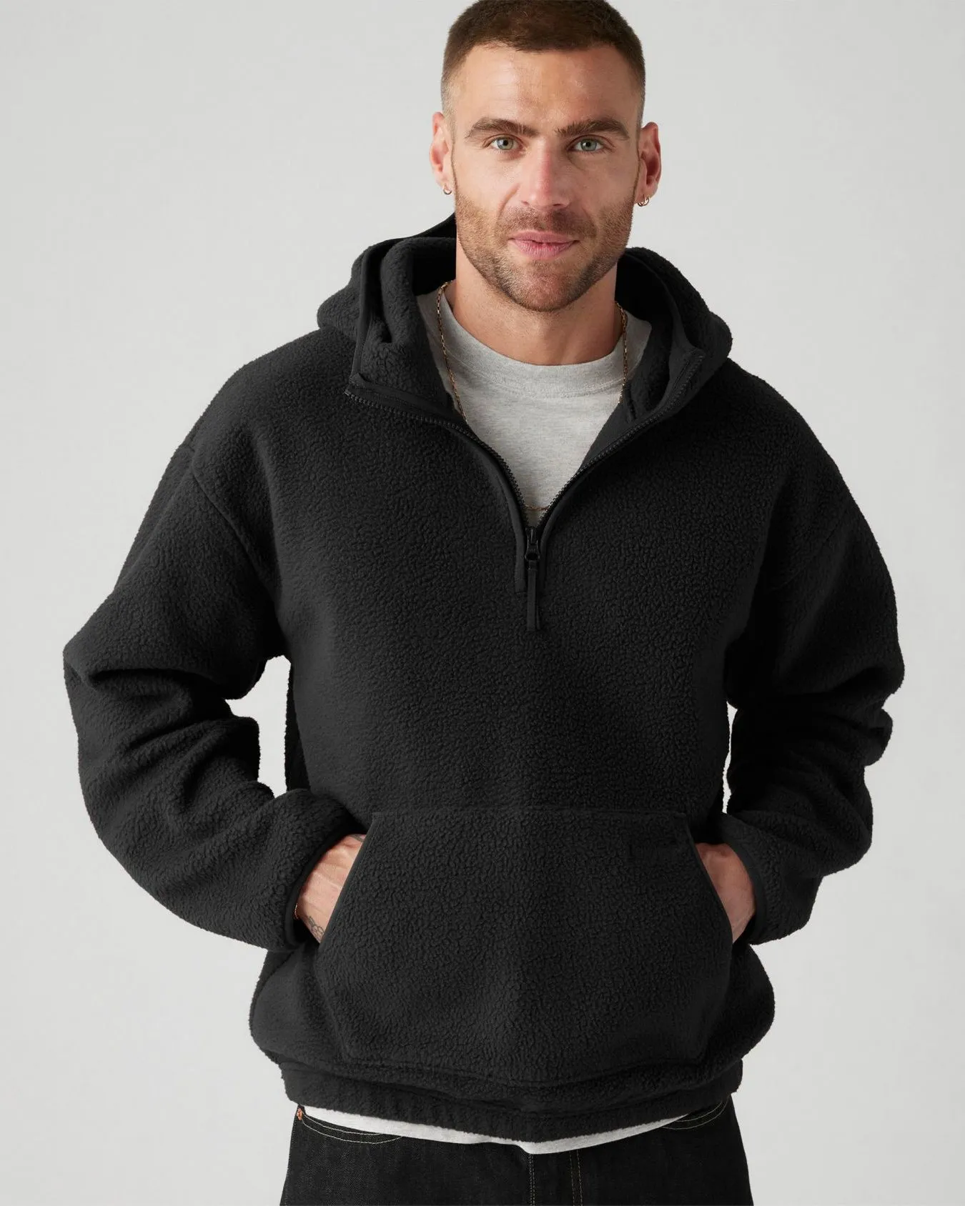 Levi's® Hooded Sherpa Pullover - Jet Black