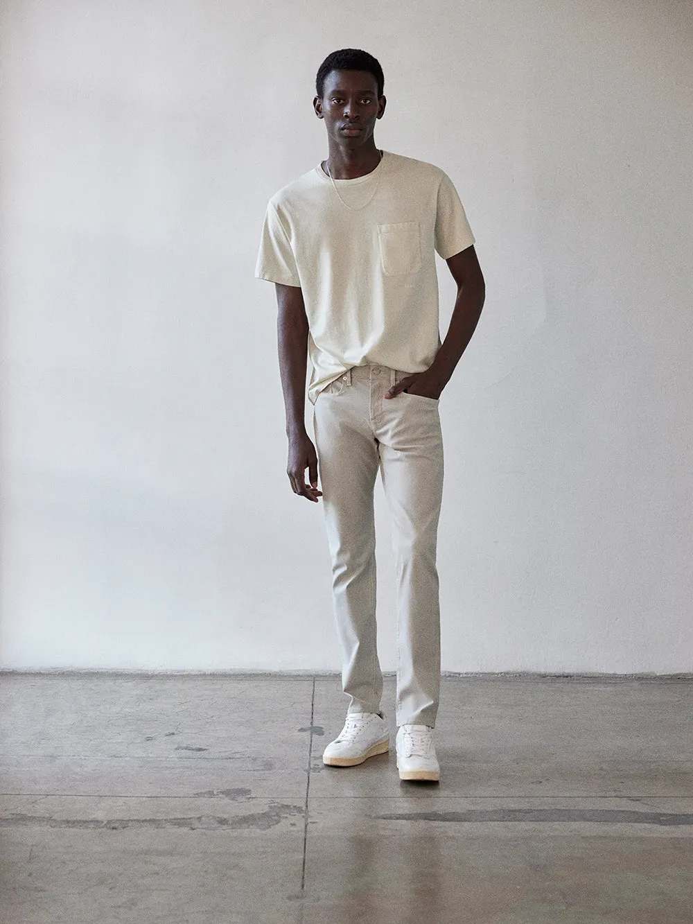 L'Homme Slim Brushed Twill -- Milk Beige