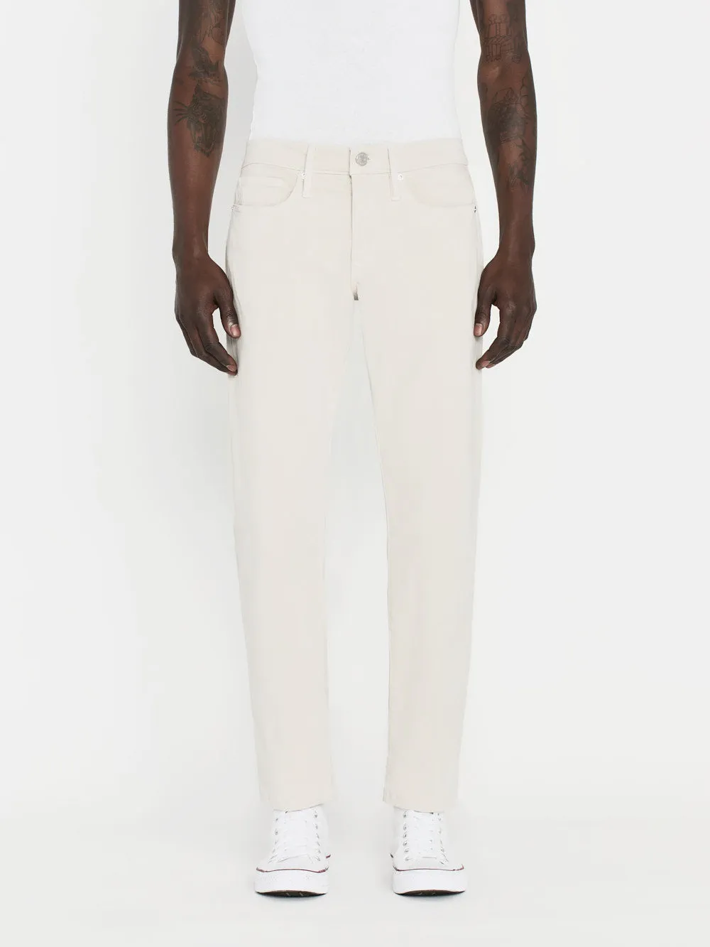 L'Homme Slim Brushed Twill -- Milk Beige