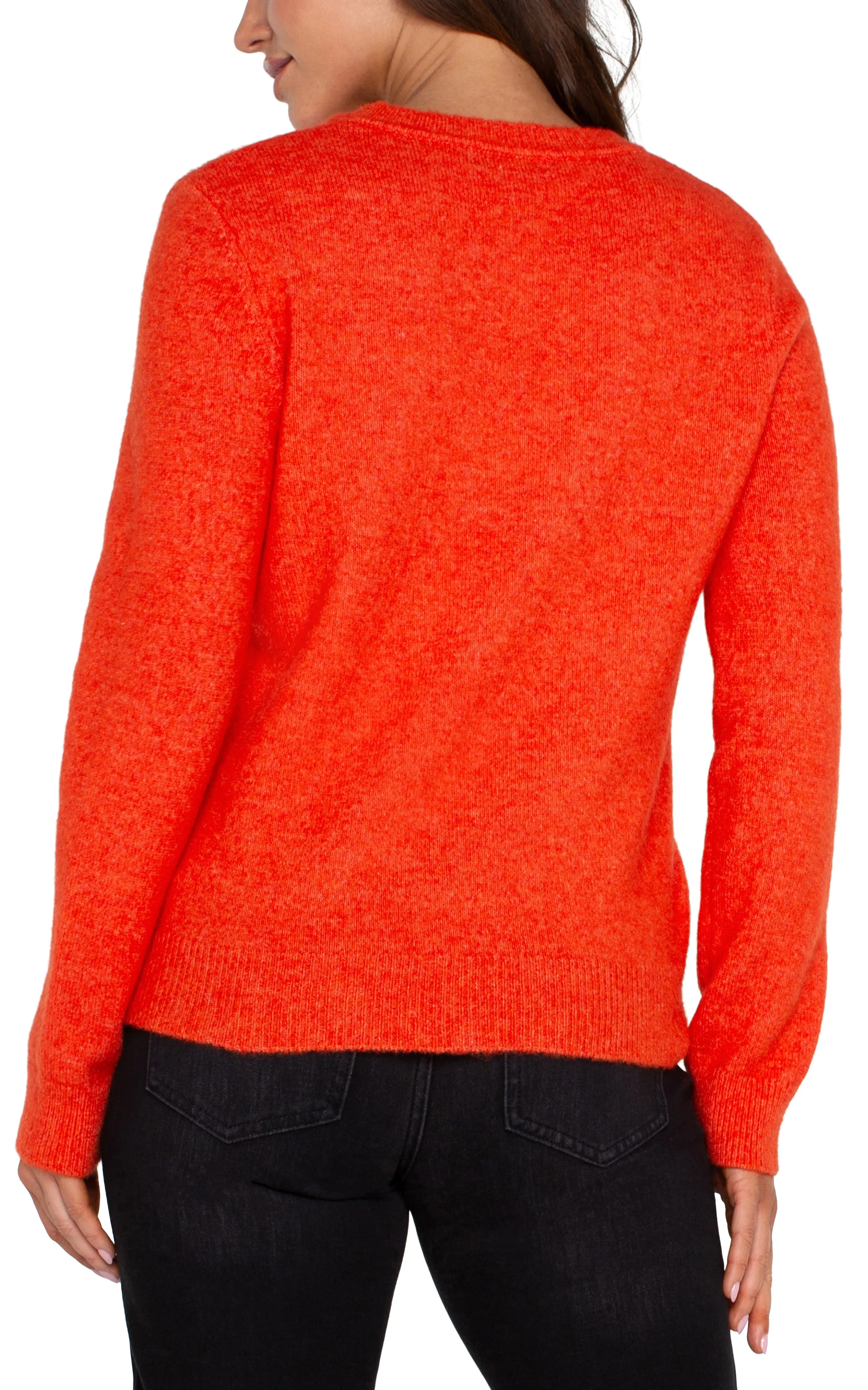 Liverpool Long Sleeve Cut Out Bow Neck Sweater (Orange)