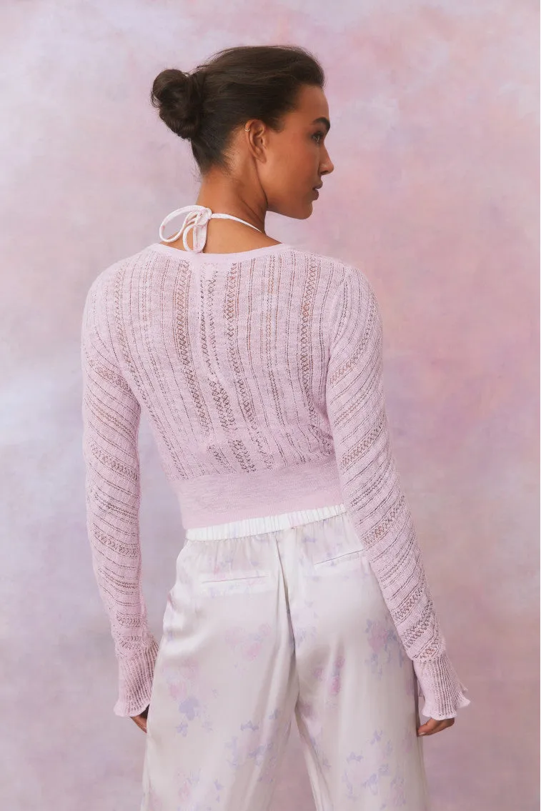 Luz Cotton Pointelle Rosette Cardigan