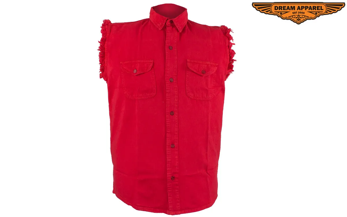 Mens Denim Red Sleeveless