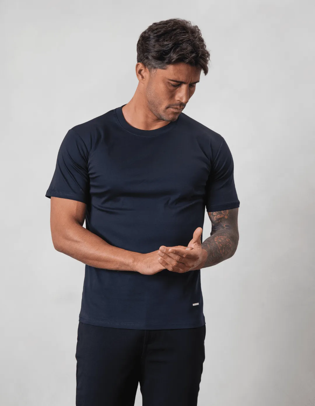 Navy Mercerised T-Shirt