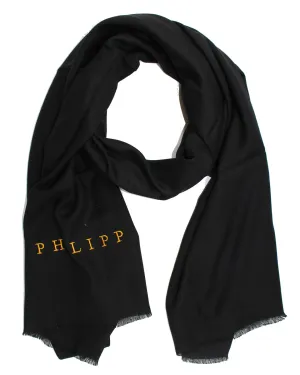 Philipp Plein Scarf Black Logo - Luxury Shawl FINAL SALE