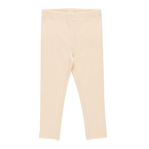 Pink Chicken Girls Organic Rib Leggings in Cream