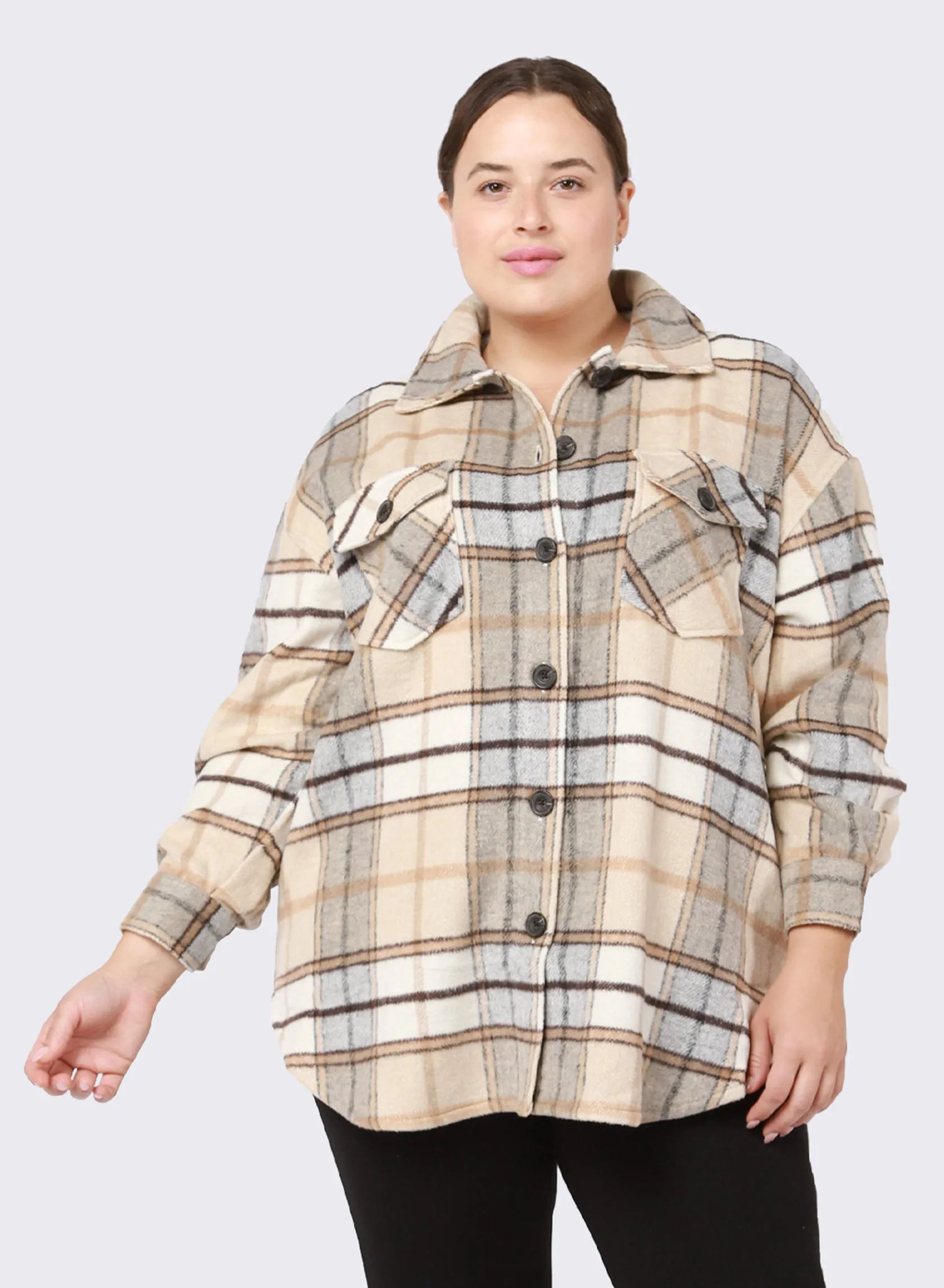 Plus: Cozy Plaid Overshirt