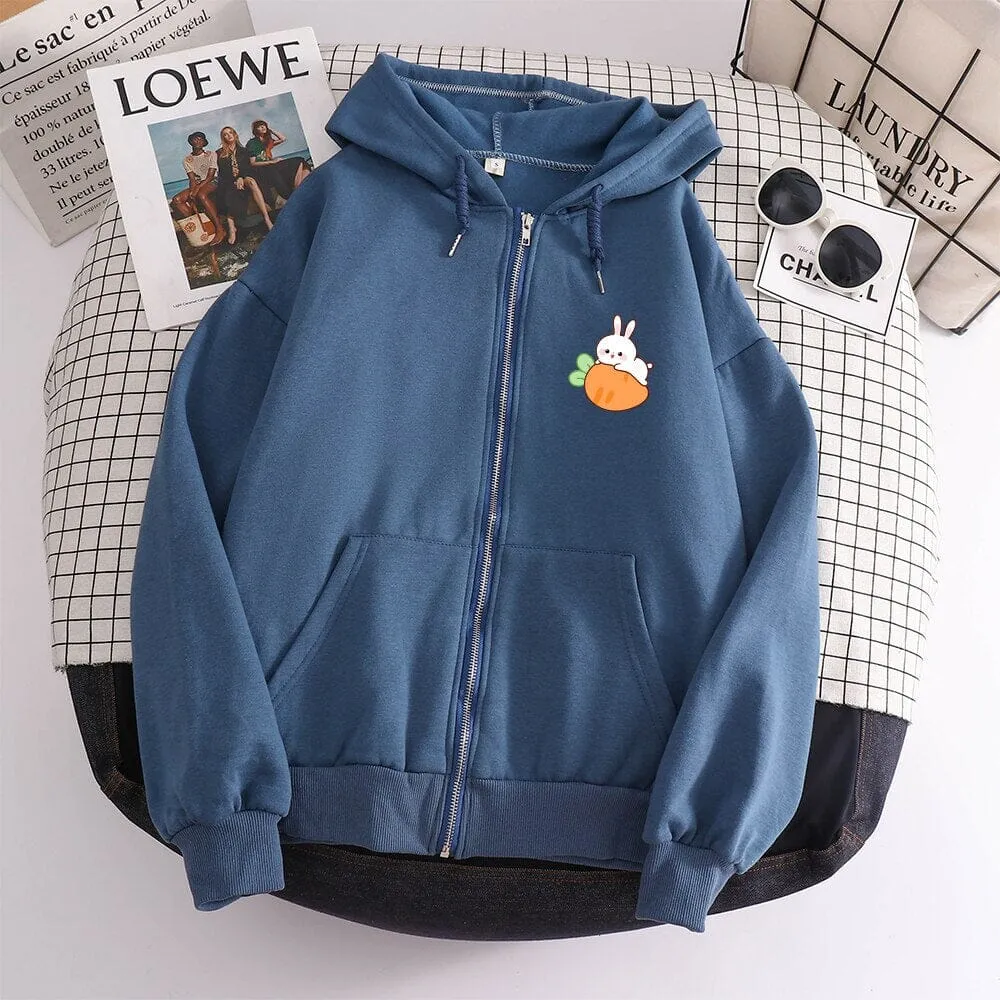 Relaxing Bun Bun the Bunny Soft Zip-Up Hoodie