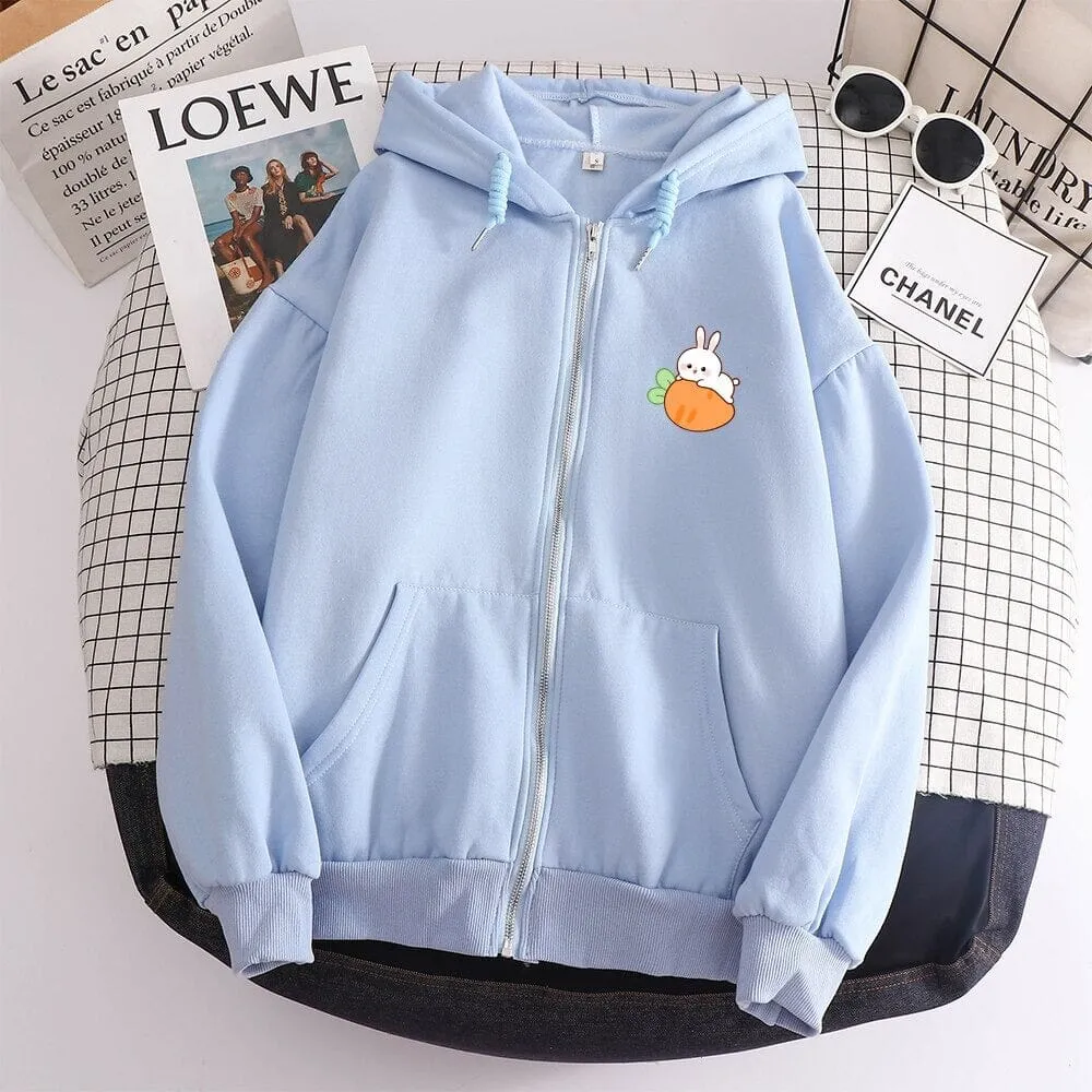 Relaxing Bun Bun the Bunny Soft Zip-Up Hoodie