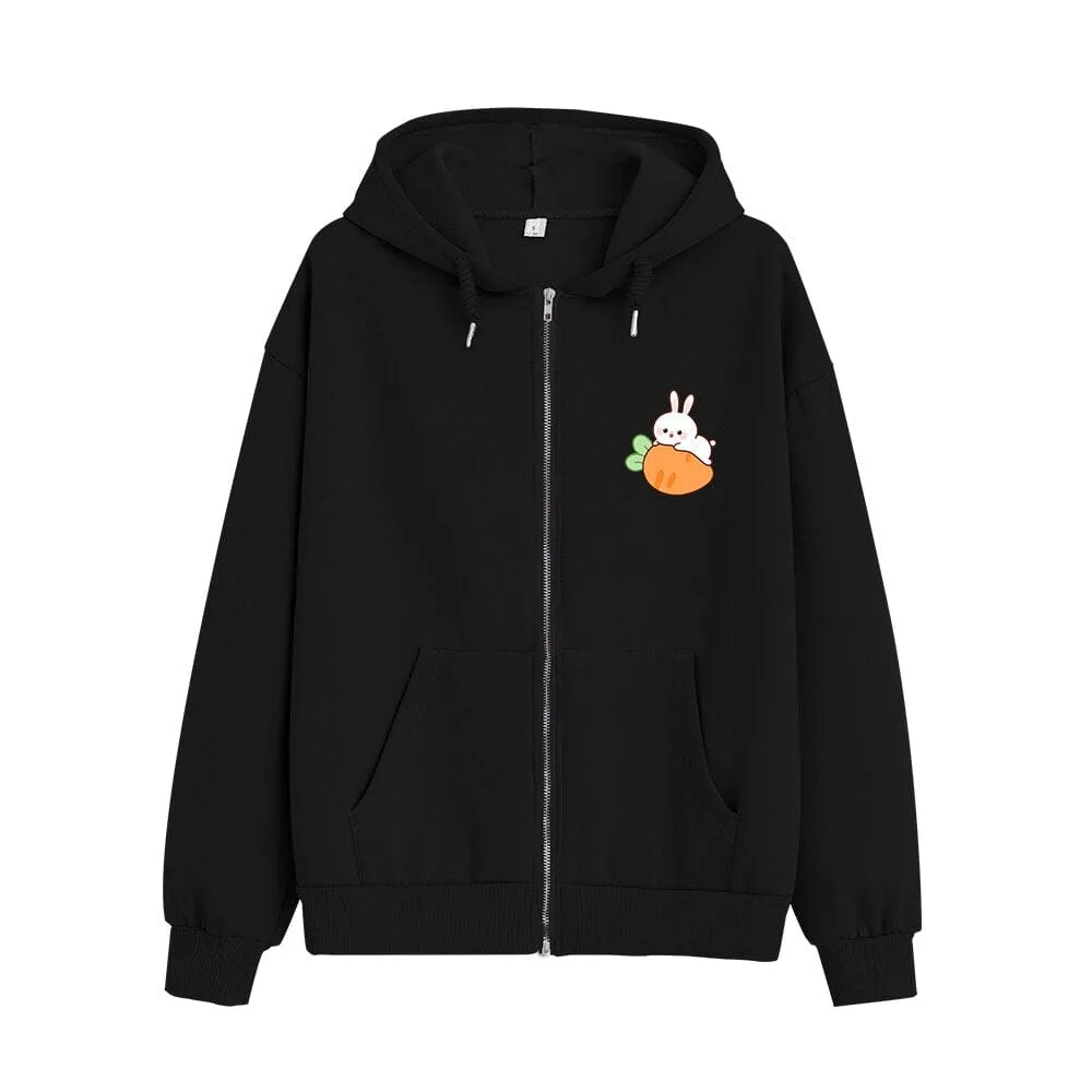 Relaxing Bun Bun the Bunny Soft Zip-Up Hoodie