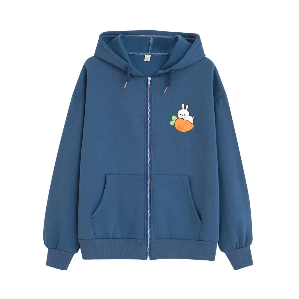 Relaxing Bun Bun the Bunny Soft Zip-Up Hoodie