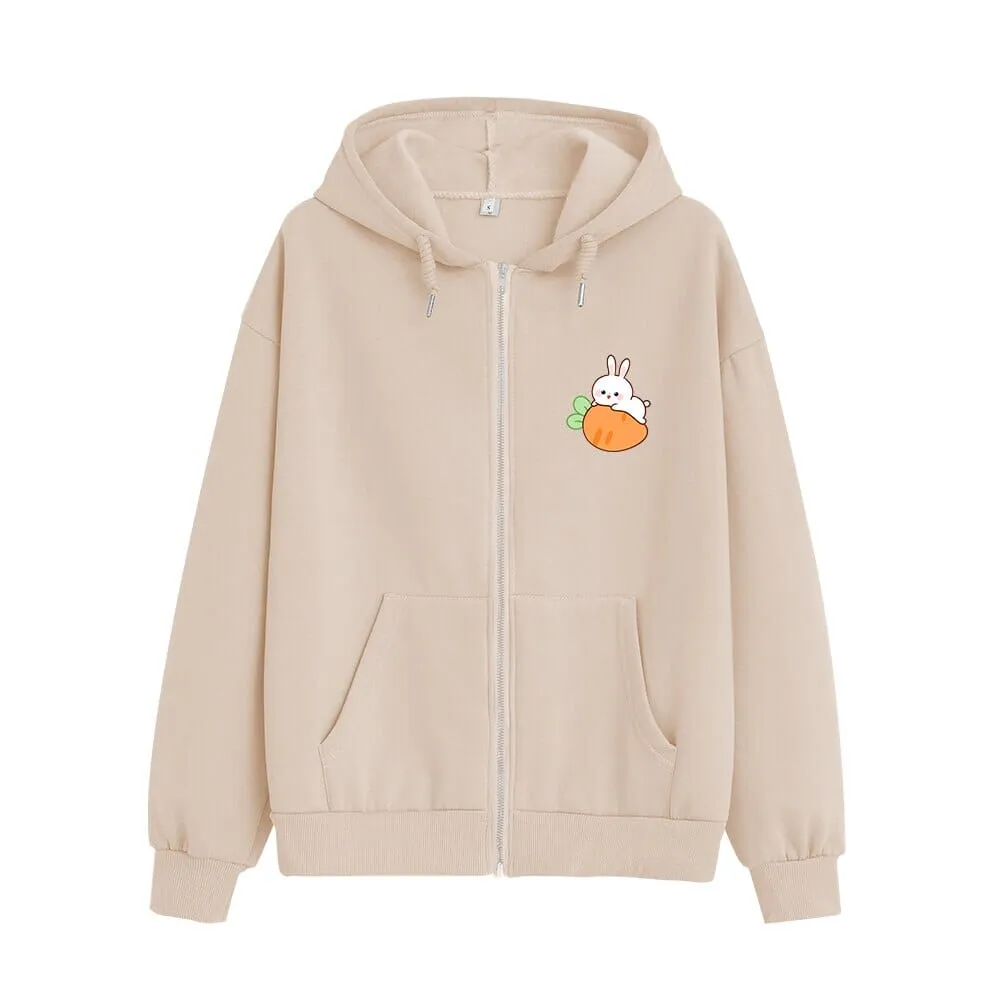 Relaxing Bun Bun the Bunny Soft Zip-Up Hoodie