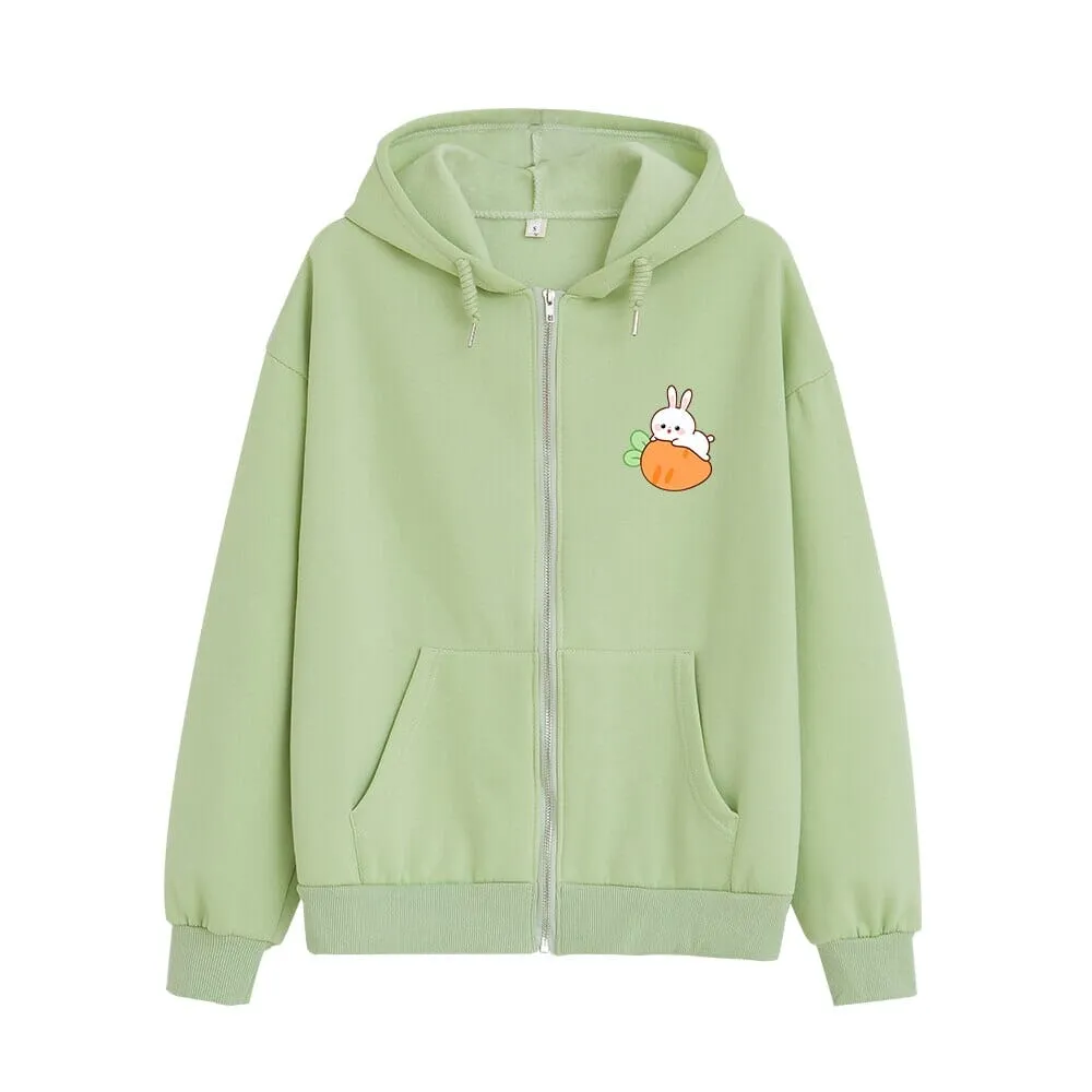 Relaxing Bun Bun the Bunny Soft Zip-Up Hoodie