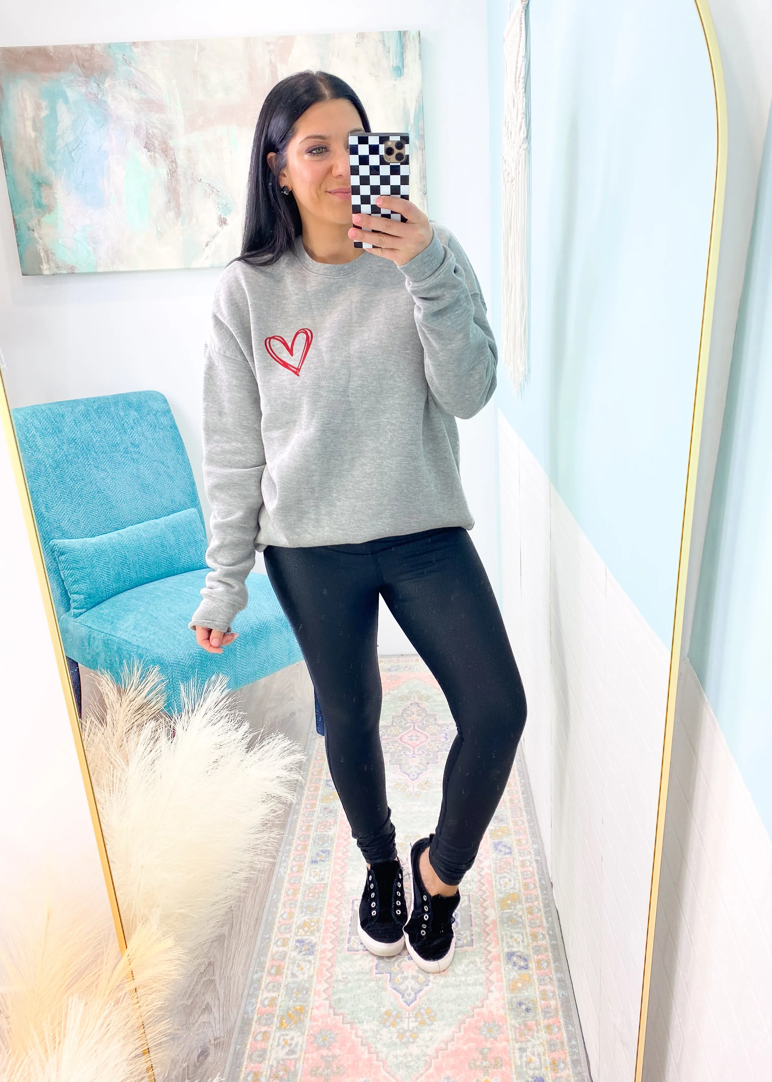 'Scripted' Scribble Heart Heather Gray Ultra Cozy Sweatshirt