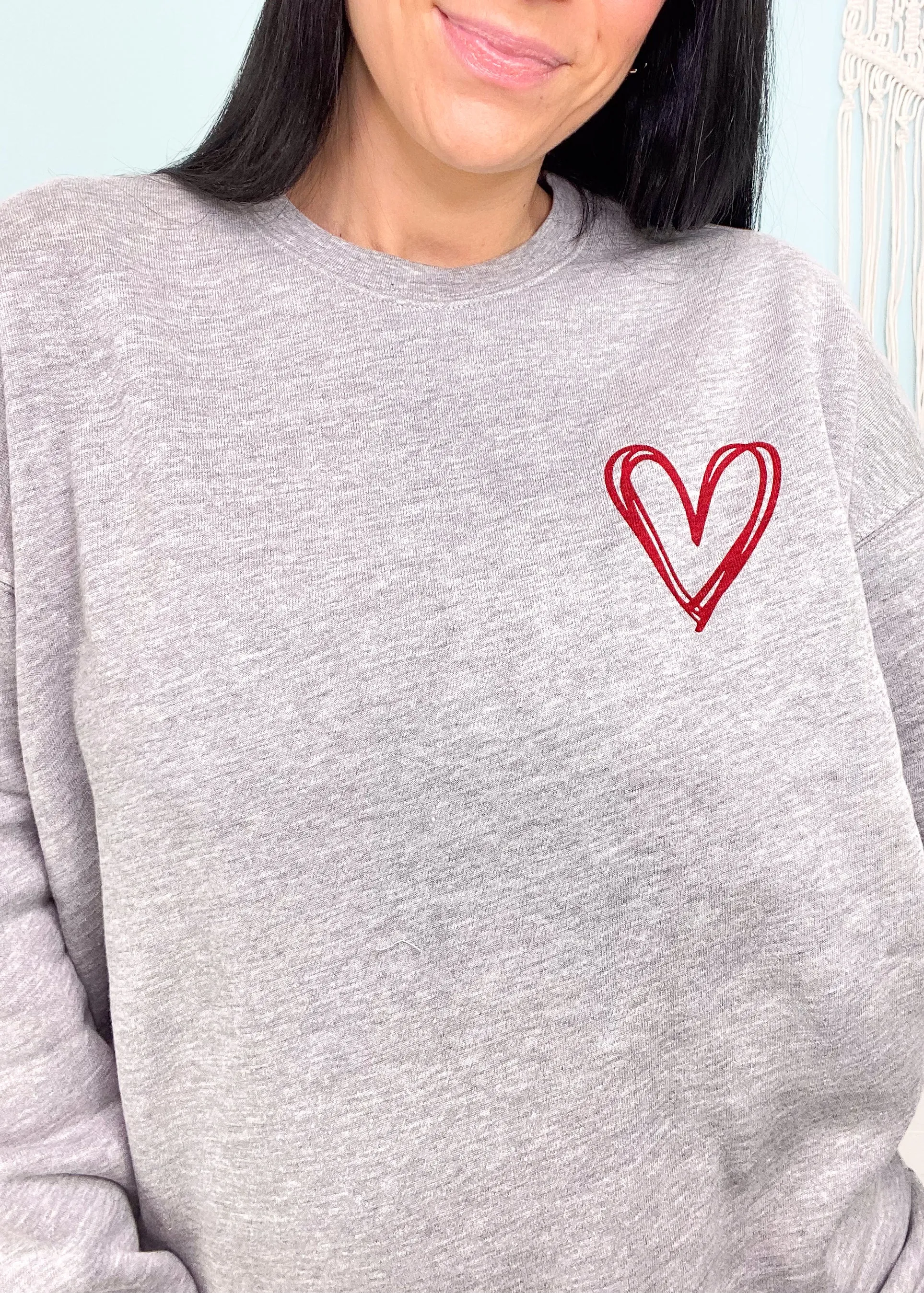 'Scripted' Scribble Heart Heather Gray Ultra Cozy Sweatshirt