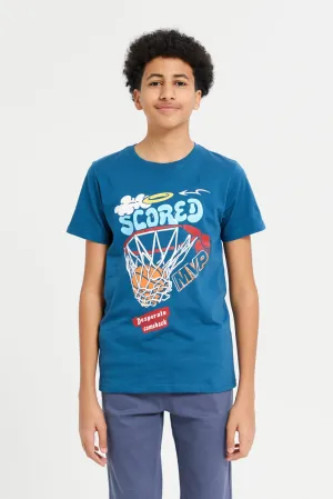 Senior Boys Blue Basketball Graphic T-Shirt