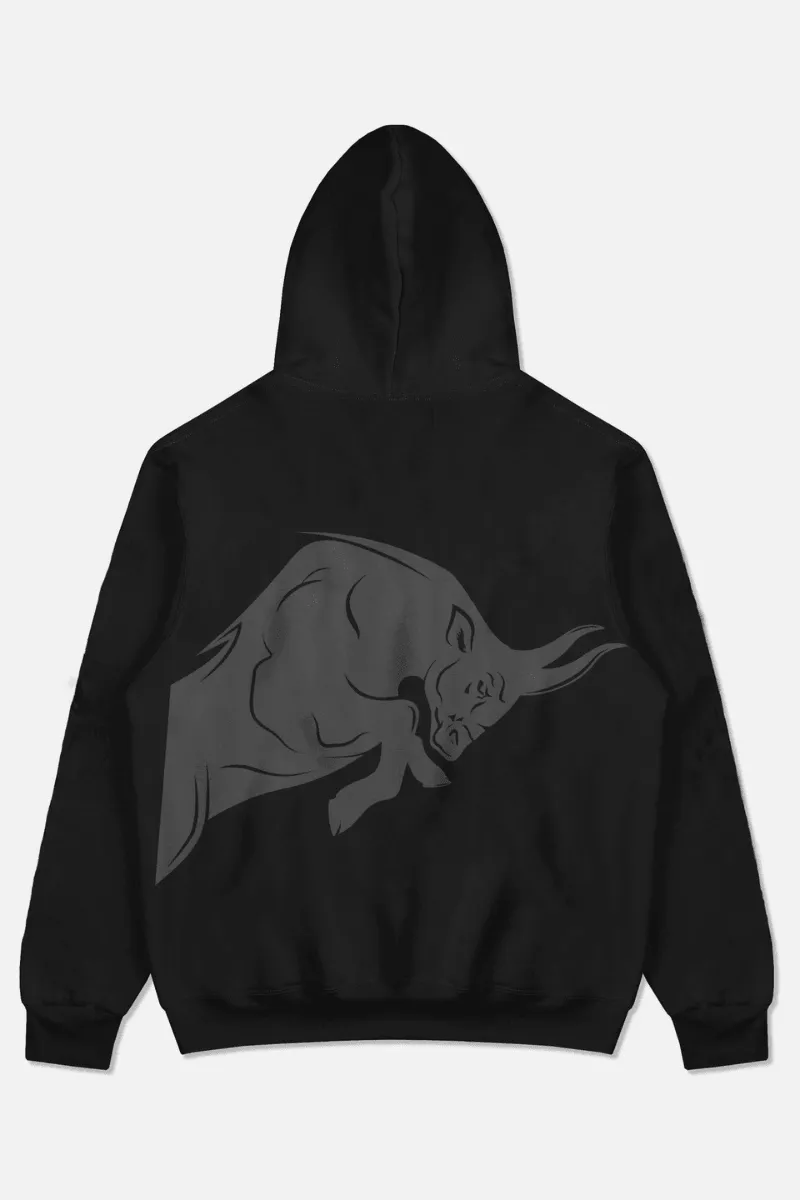 Signature Grey Bull Oversized Hoodie (BLACK)