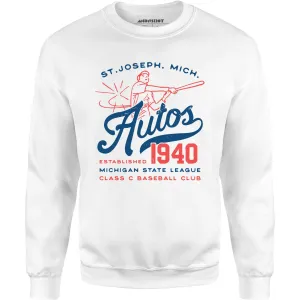 St. Joseph Autos - Michigan - Vintage Defunct Baseball Teams - Unisex Sweatshirt