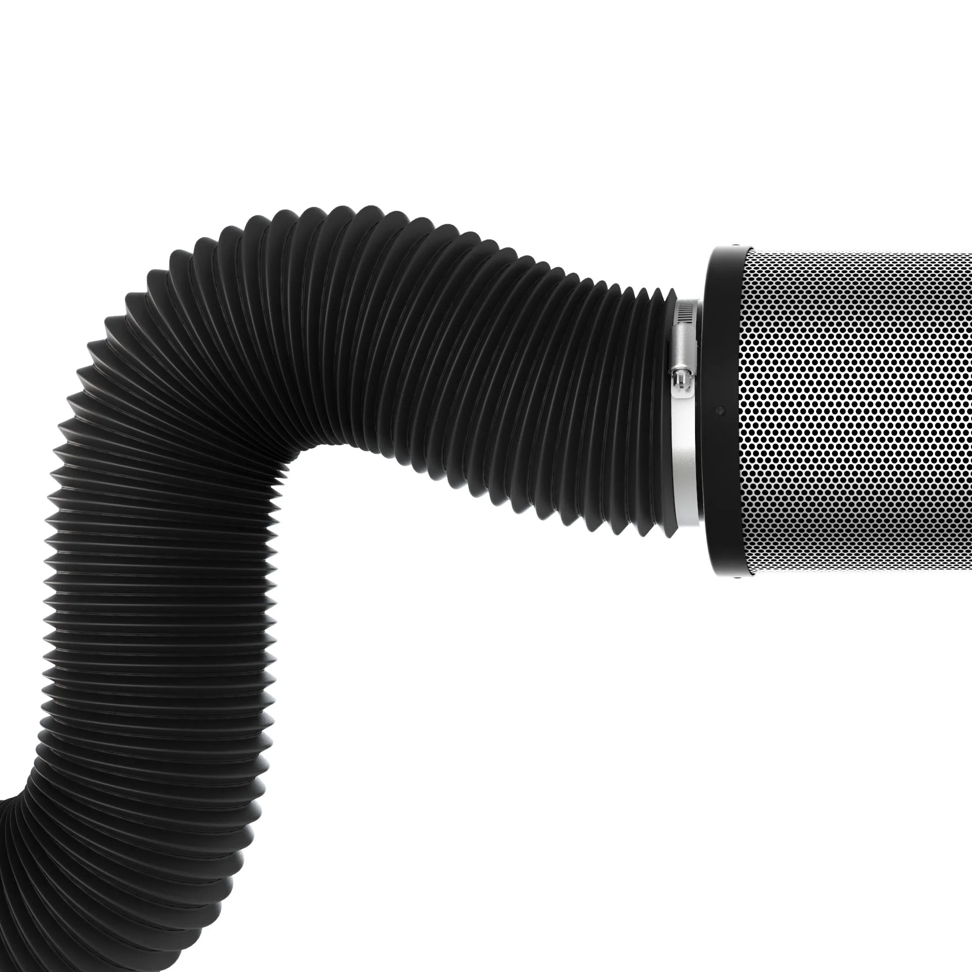 TerraBloom 10" Air Duct - 25 FT Long, Black Flexible Ducting with 2 Clamps