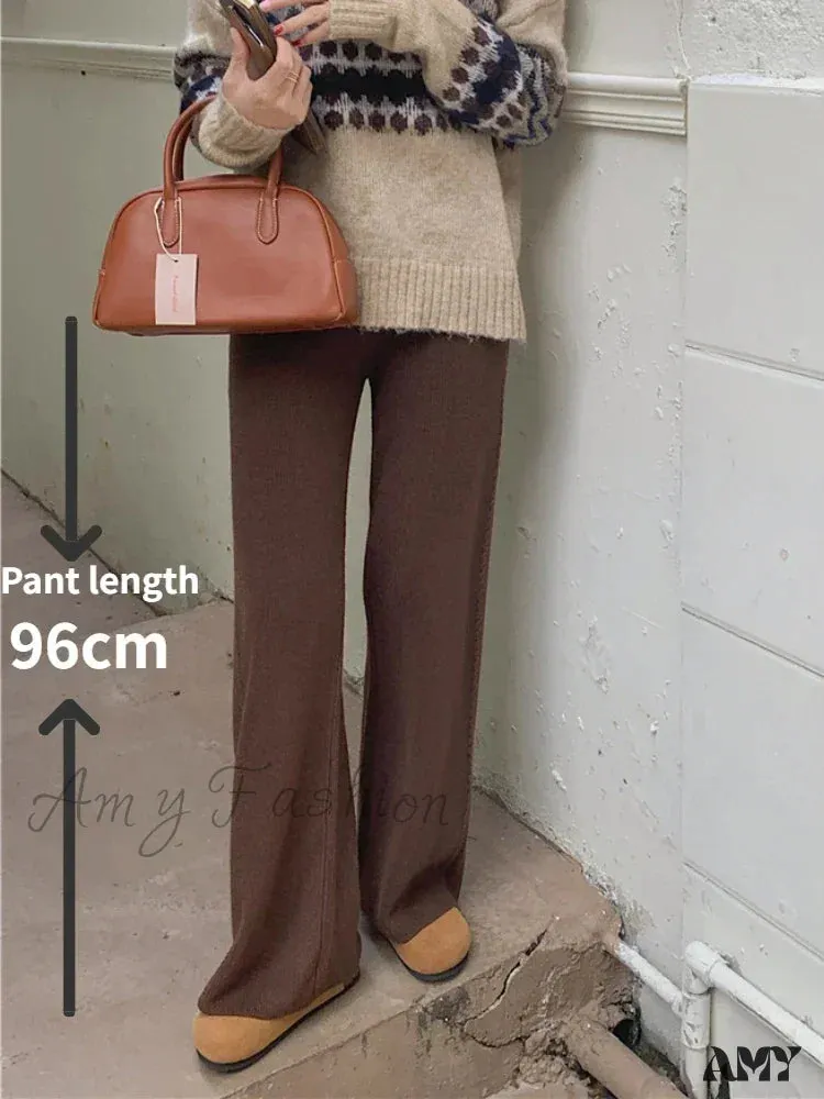 Warm Loose Knitted Wide Leg Soft Comfortable Pants