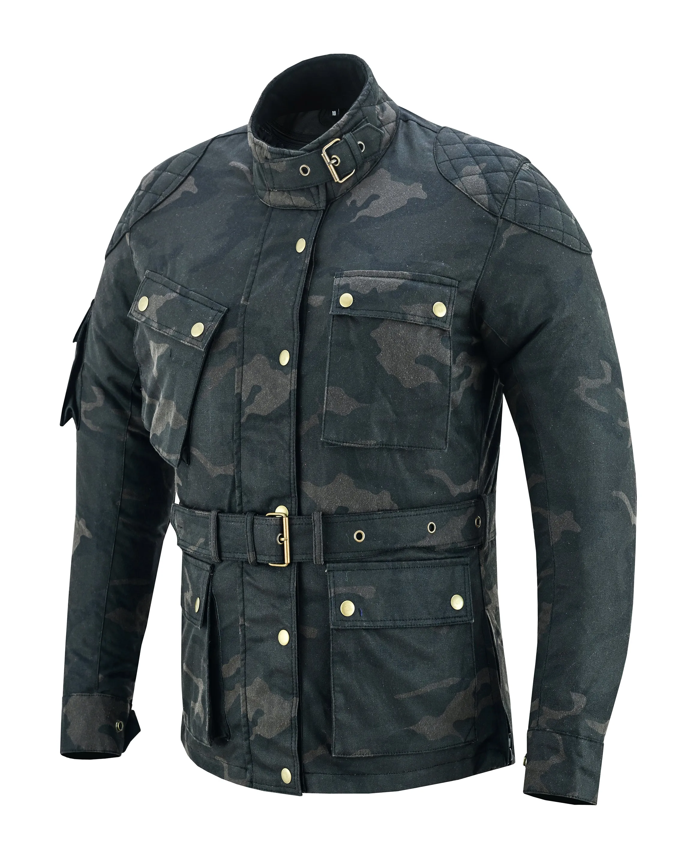 Warrior Gears® LADIES Motorcycle Waxed Cotton Waterproof Breathable CE Armour Biker Touring Adventure Racing Jacket-Army Camo